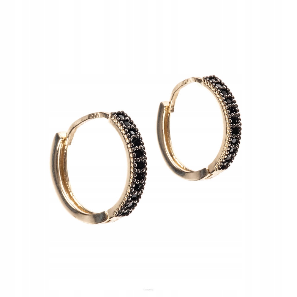 Zlatá kolečka s černými zirkony