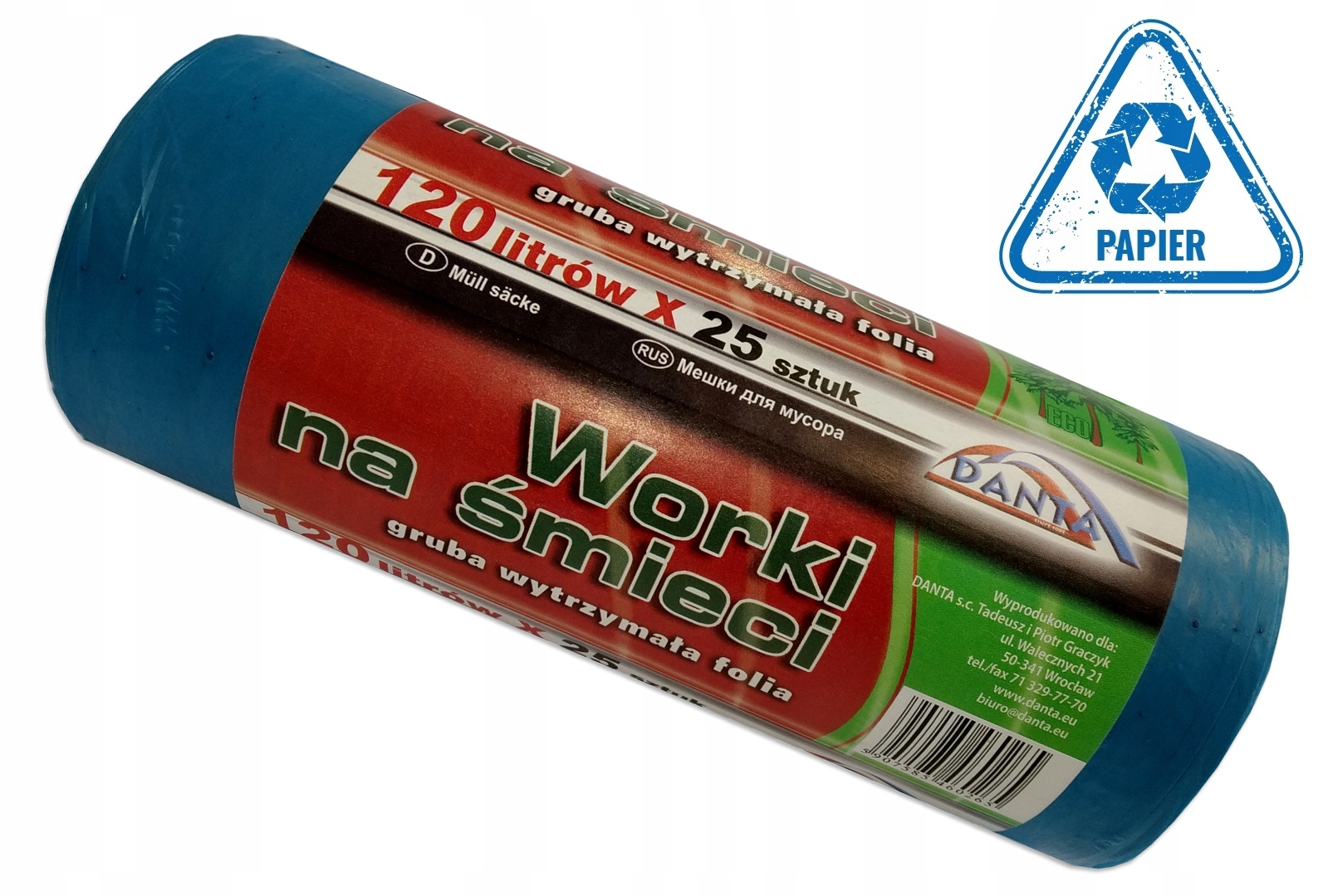 

Worki Na Śmieci Niebieskie 120l Do SEGREGACJI25szt