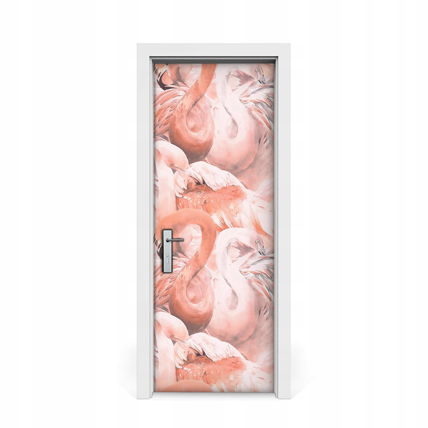 

Naklejka na drzwi okleina Flamingi 75x205