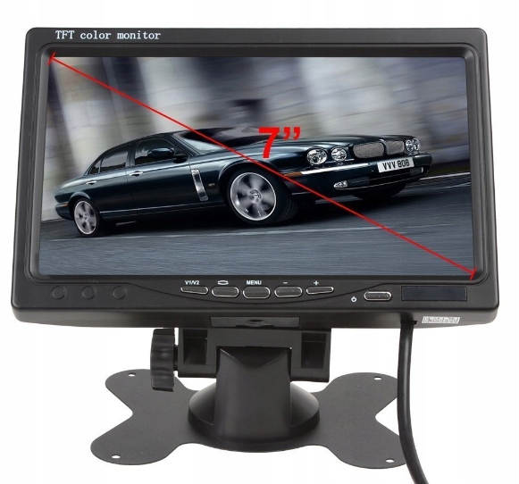 Monitor do kamery cofania 7 12V 2XRCA
