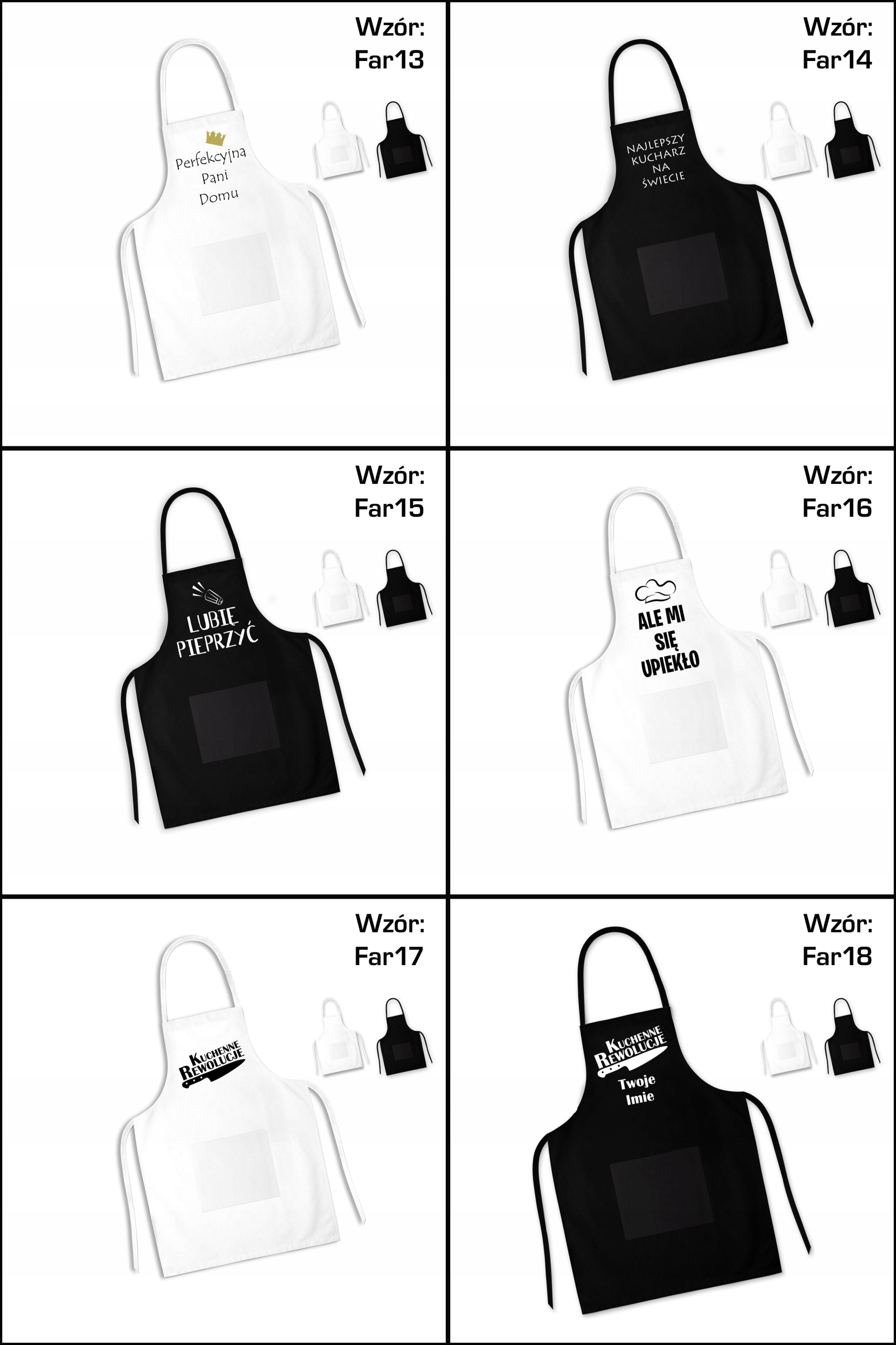 FARTUSZEK MASTERCHEF FARTUCH PREZENT GRILL + IMIĘ Kolor biały czarny