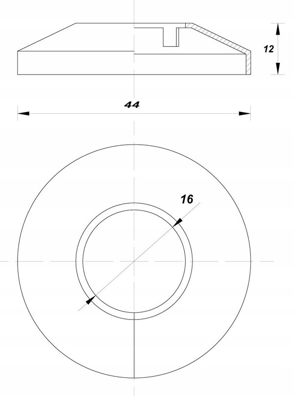 ROZETKA MASKUJĄCA CHROM NA RURE PEX 16 MM Typ rozeta
