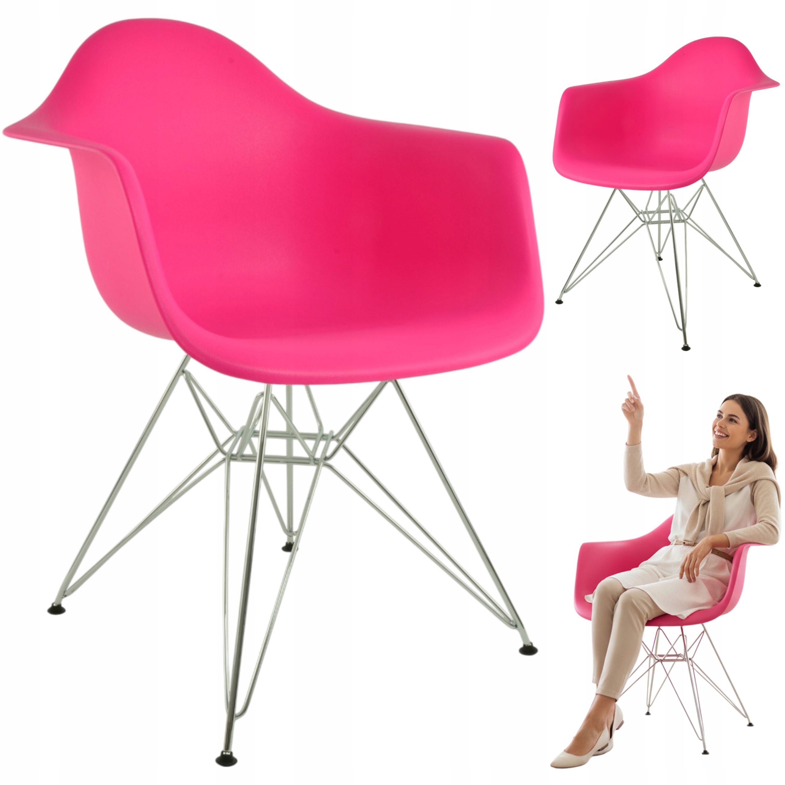 Křeslo Dar růžové nohy chrom glamour loft moderní obývací pokoj kuchyně křeslo