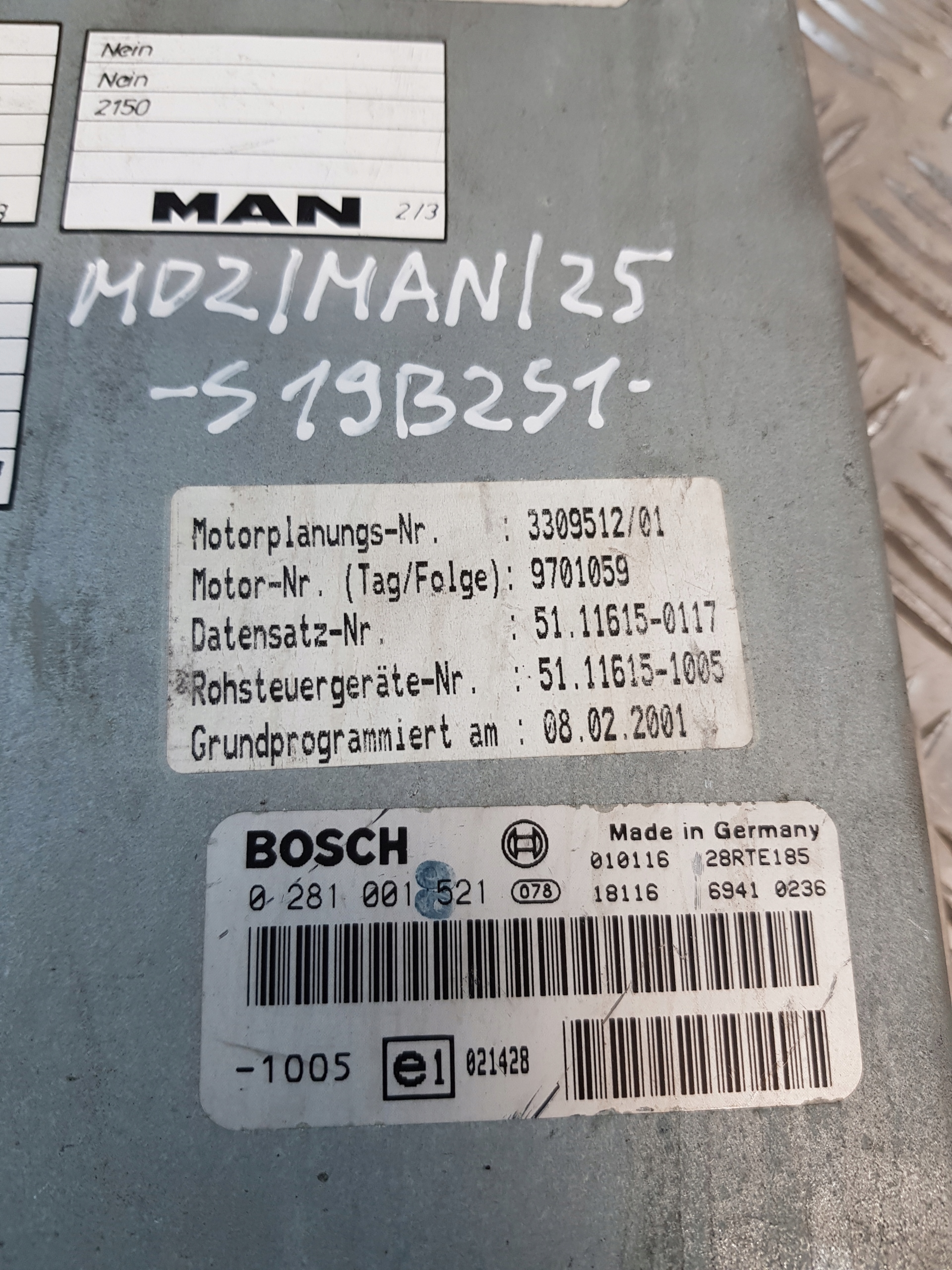 control unit of the engine MAN 0281001521 51.11615-1005