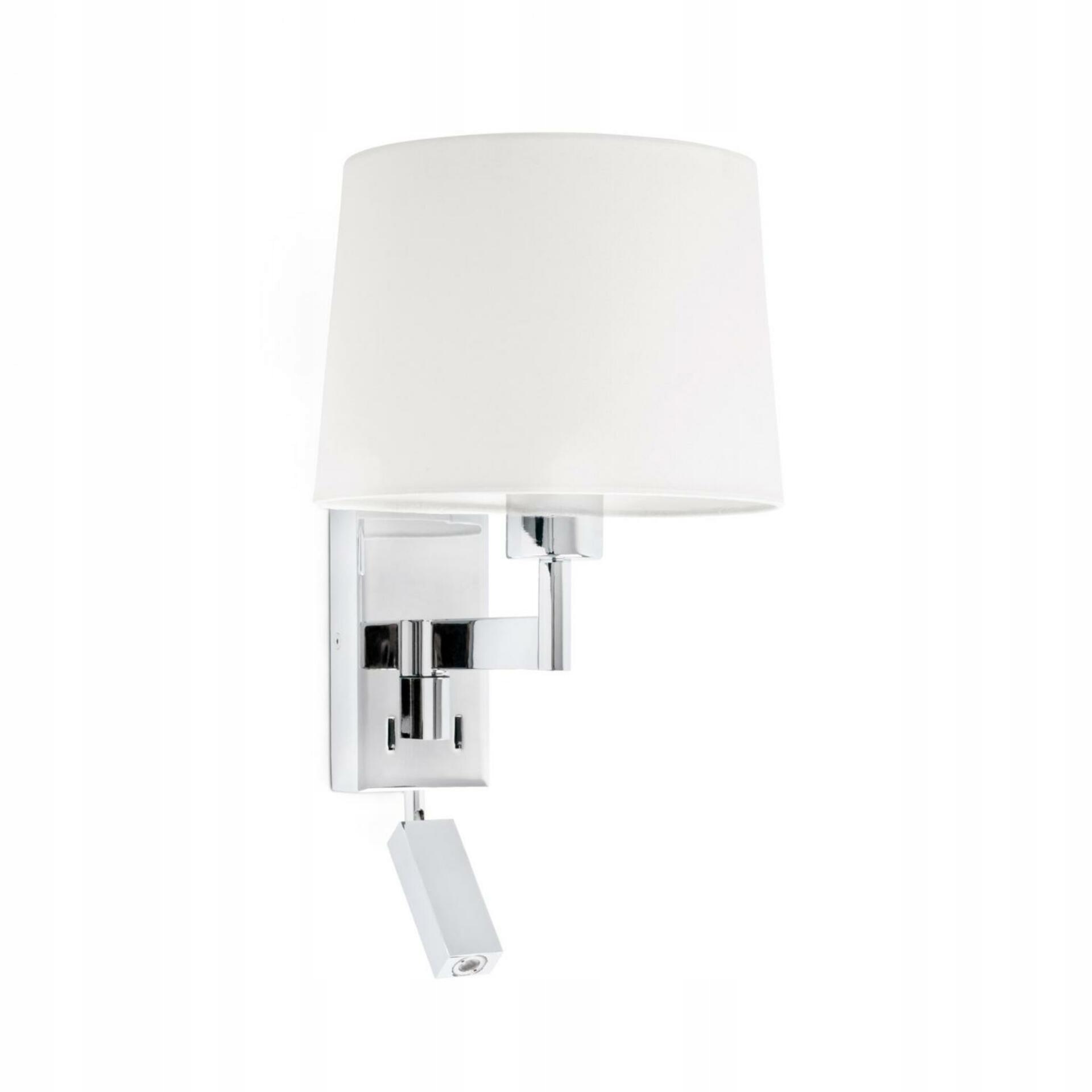 Nástenná lampa Faro Artis chróm biela s Led čítacou lampičkou, E27, IP20