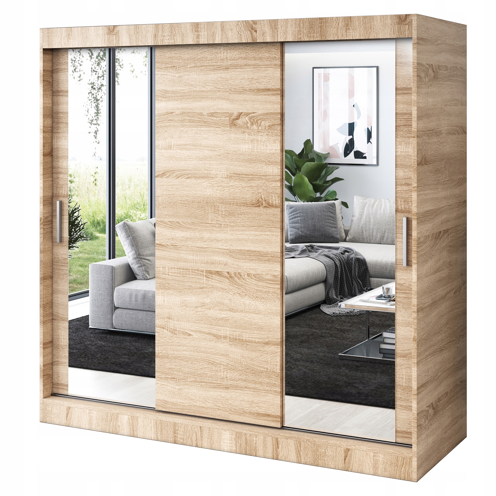 Szafa Przesuwna 200cm Sonoma- RÓŻNE KONFIGURACJE