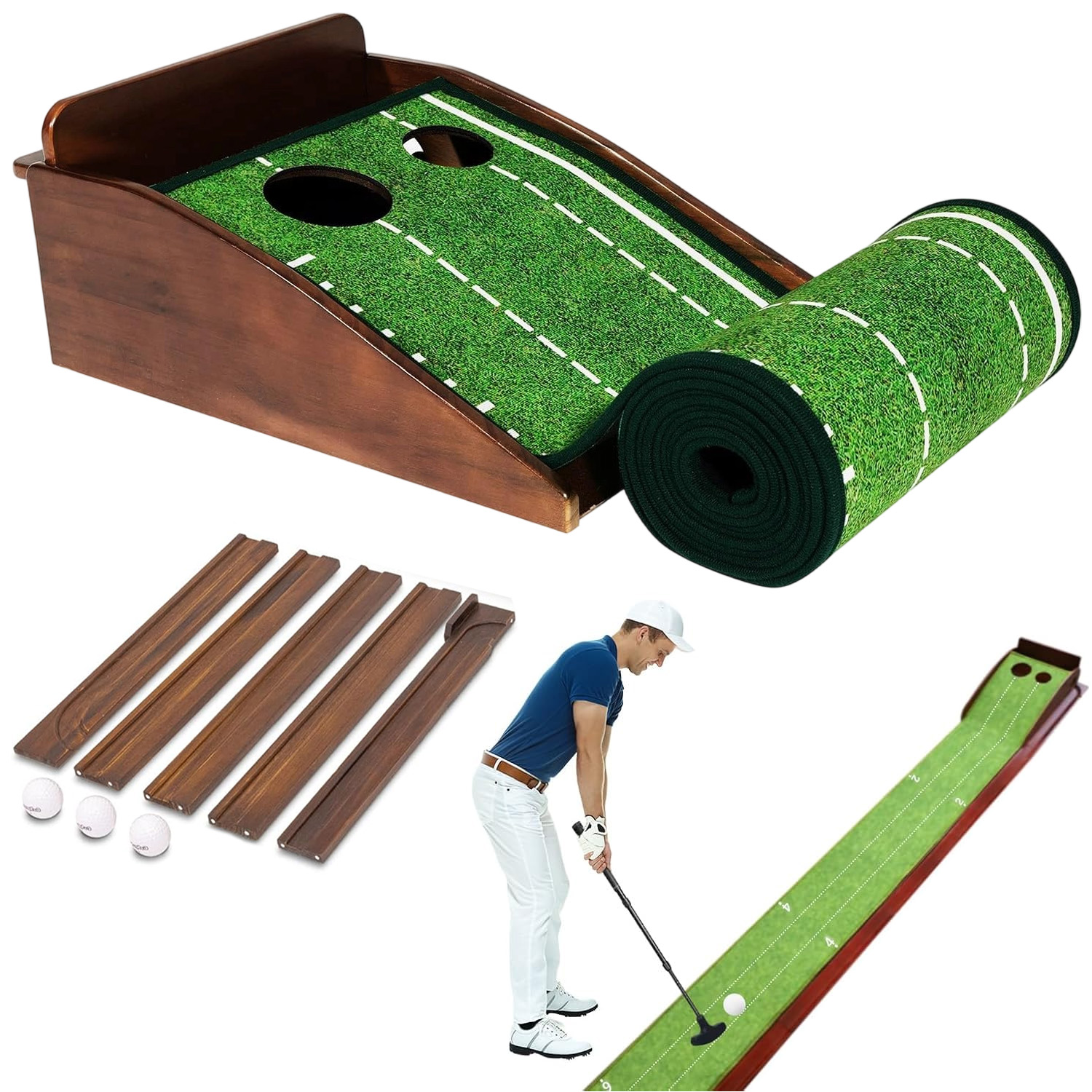 Putting Trainer Golf Mata 307CM Powrót Piłki Antyposlizgowa Podstawa
