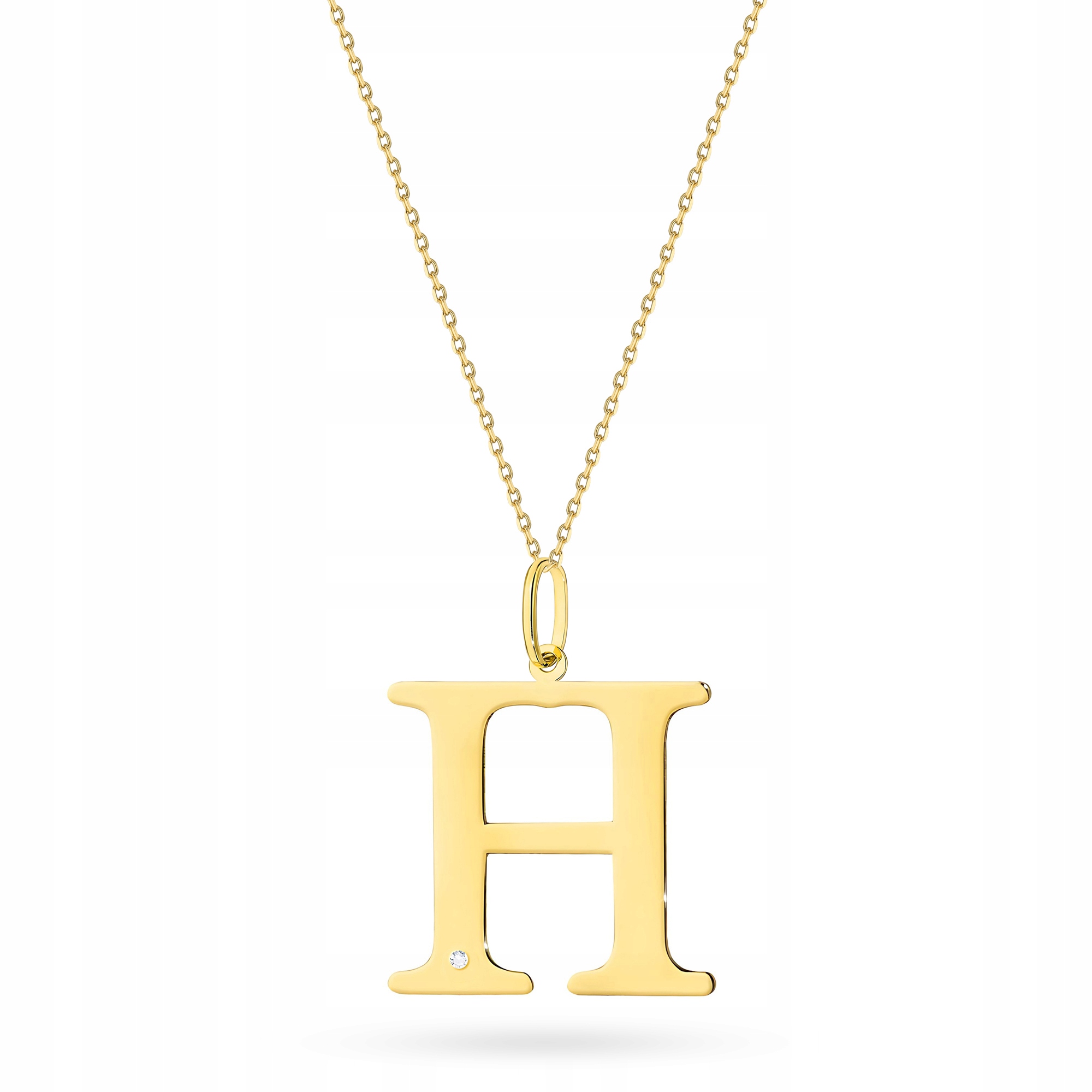 Zlatý Náhrdelník 585 Písmenko H s Briliantem 0,005 ct