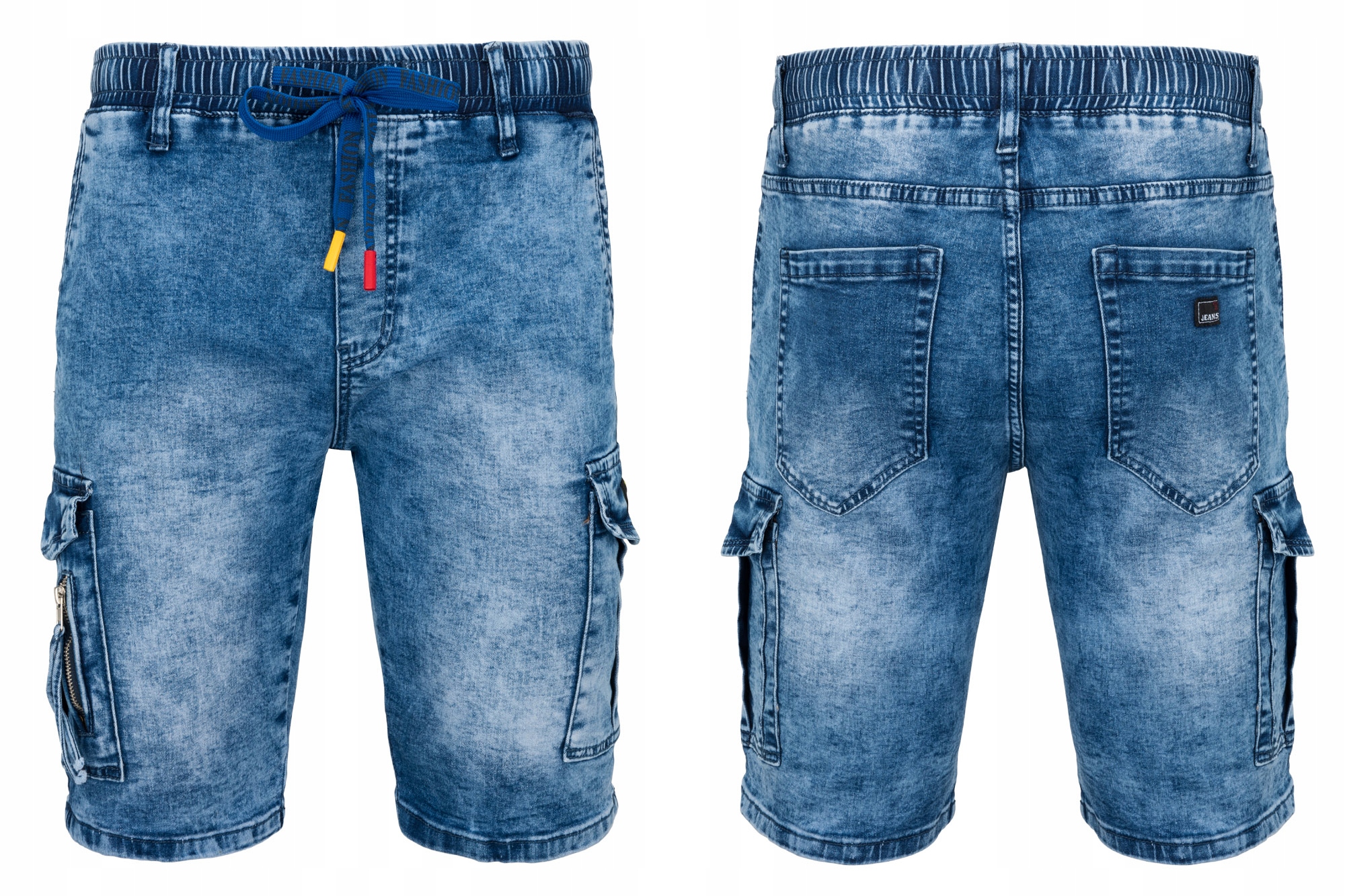 Kraťasy Krátké Kapsáče Džínové Šortky Modré Kapsy: 33
