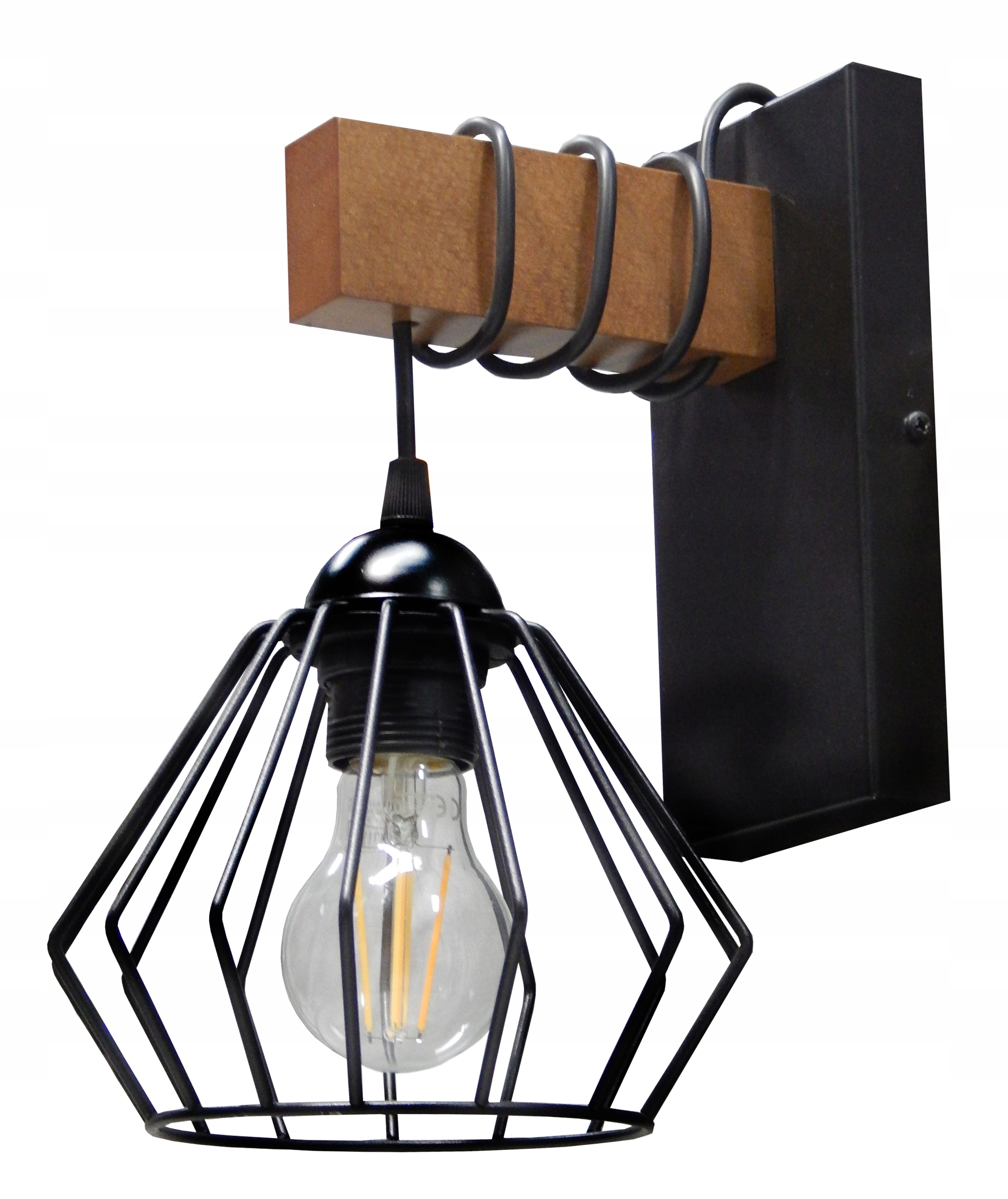 

Lampa Ścienna Kinkiet Led Loft Drewno Druciak 015d