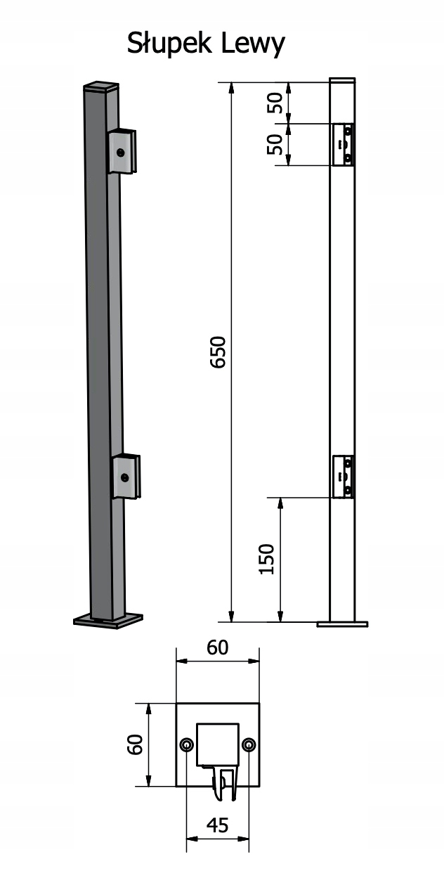 SŁUPEK LEWY DO OSŁONA ANTYWIRUSOWA PLEXI NA BIURKO Kod producenta OSL.SLO