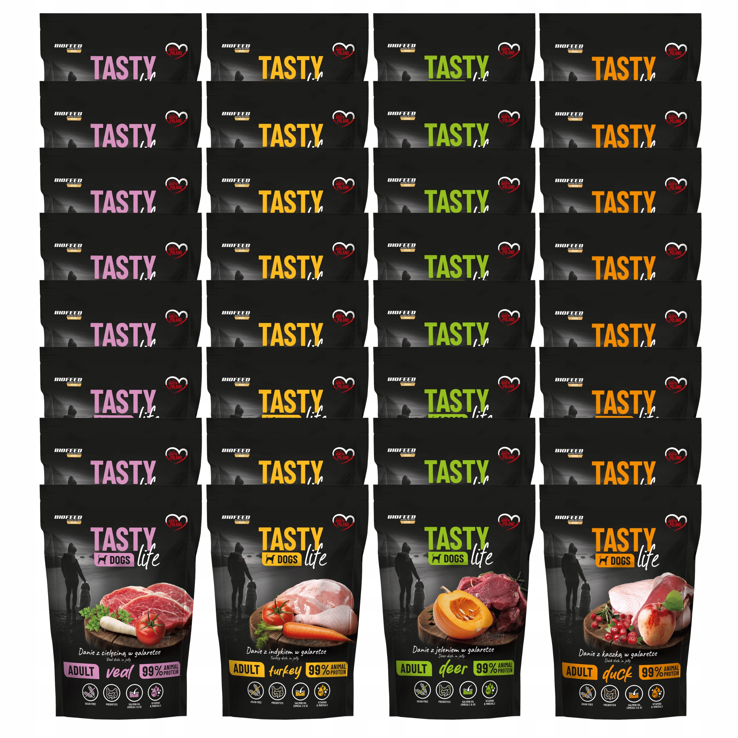 Levně Euphoria Tasty Life krmivo pro psy jídlo želé mix chutí 32 x 150 g