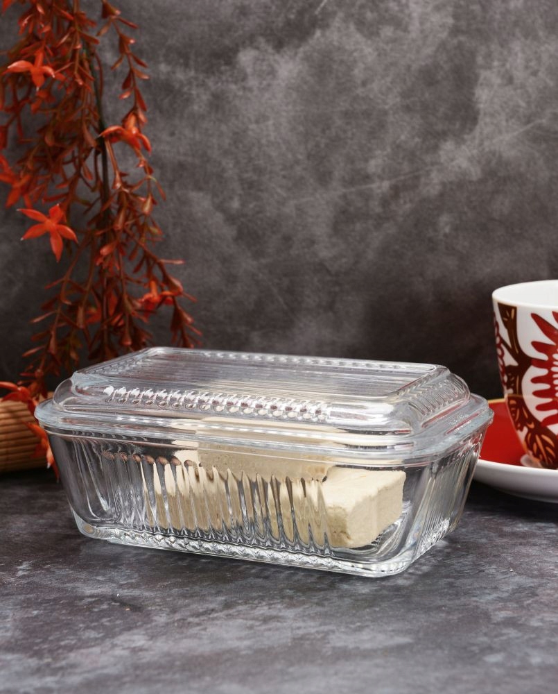 MASELNICA MASELNICZKA SZKLANA Z POKRYWKĄ POJEMNIK SZKLANY NA MASŁO Stan opakowania oryginalne