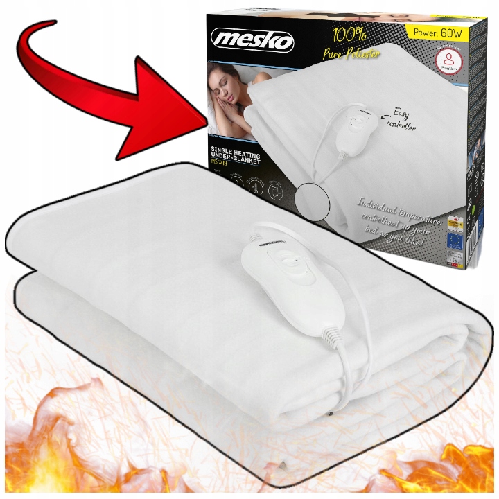 Koc Elektryczny Duży Podgrzewający Mata Grzewcza Polar Kocyk 150x80