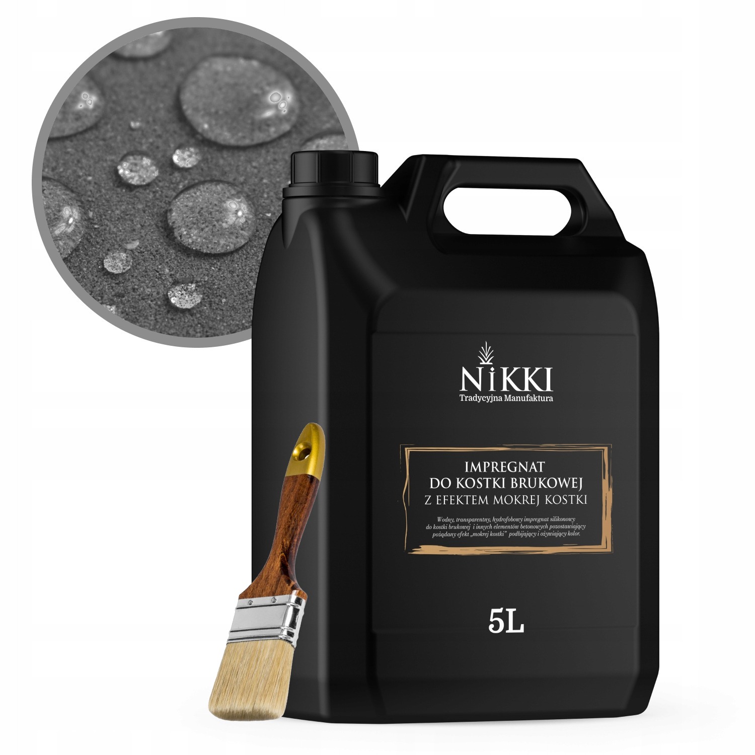 Impregnat Do Cegły Kostki Brukowej Z Efektem Mokrej Hydrofobowy 5L Pędzel