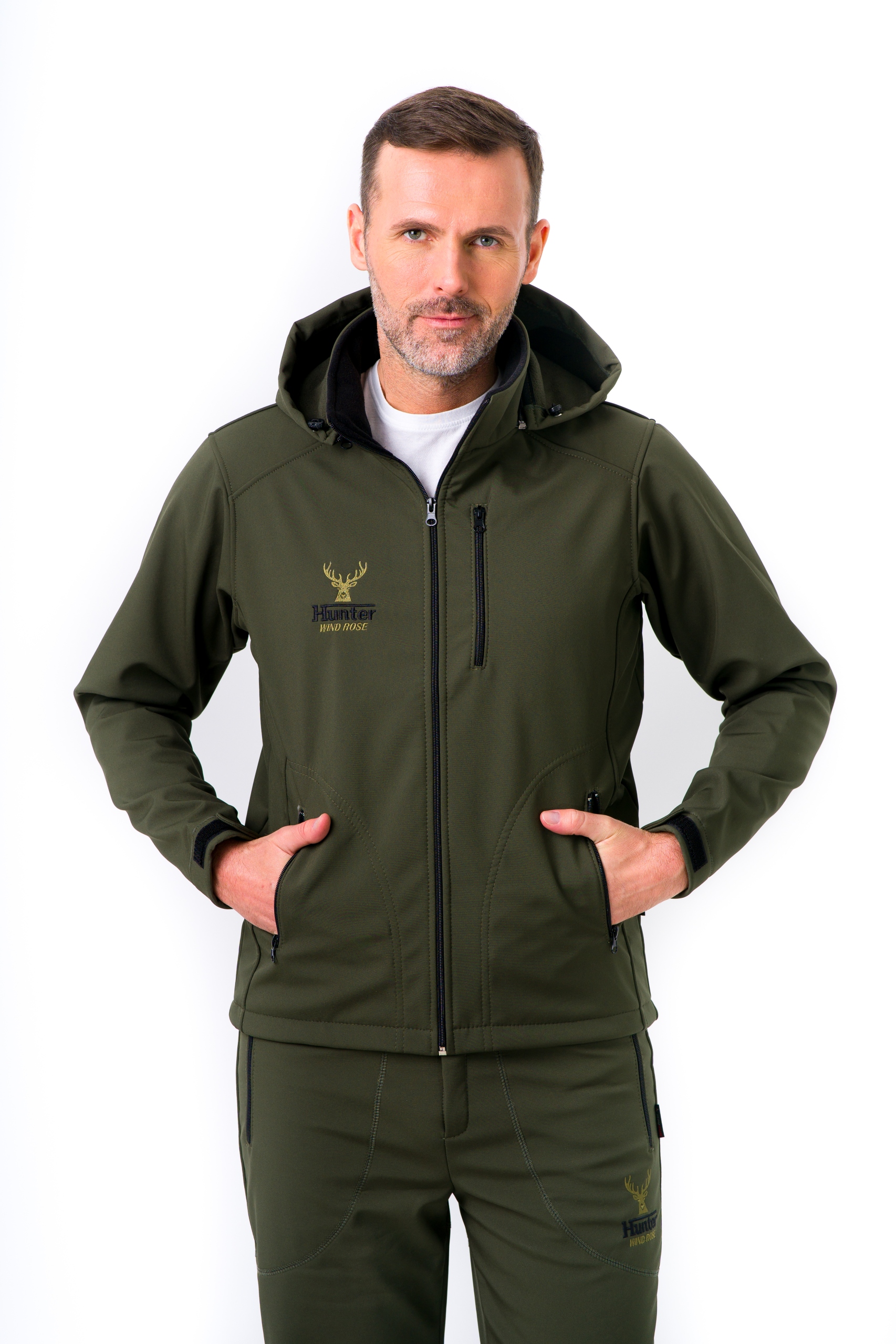 MOCNY SOLIDNY ZESTAW MYŚLIWSKI NA POLOWANIE DO LASU HUNTER ZIELONY 3XL Marka Hunter