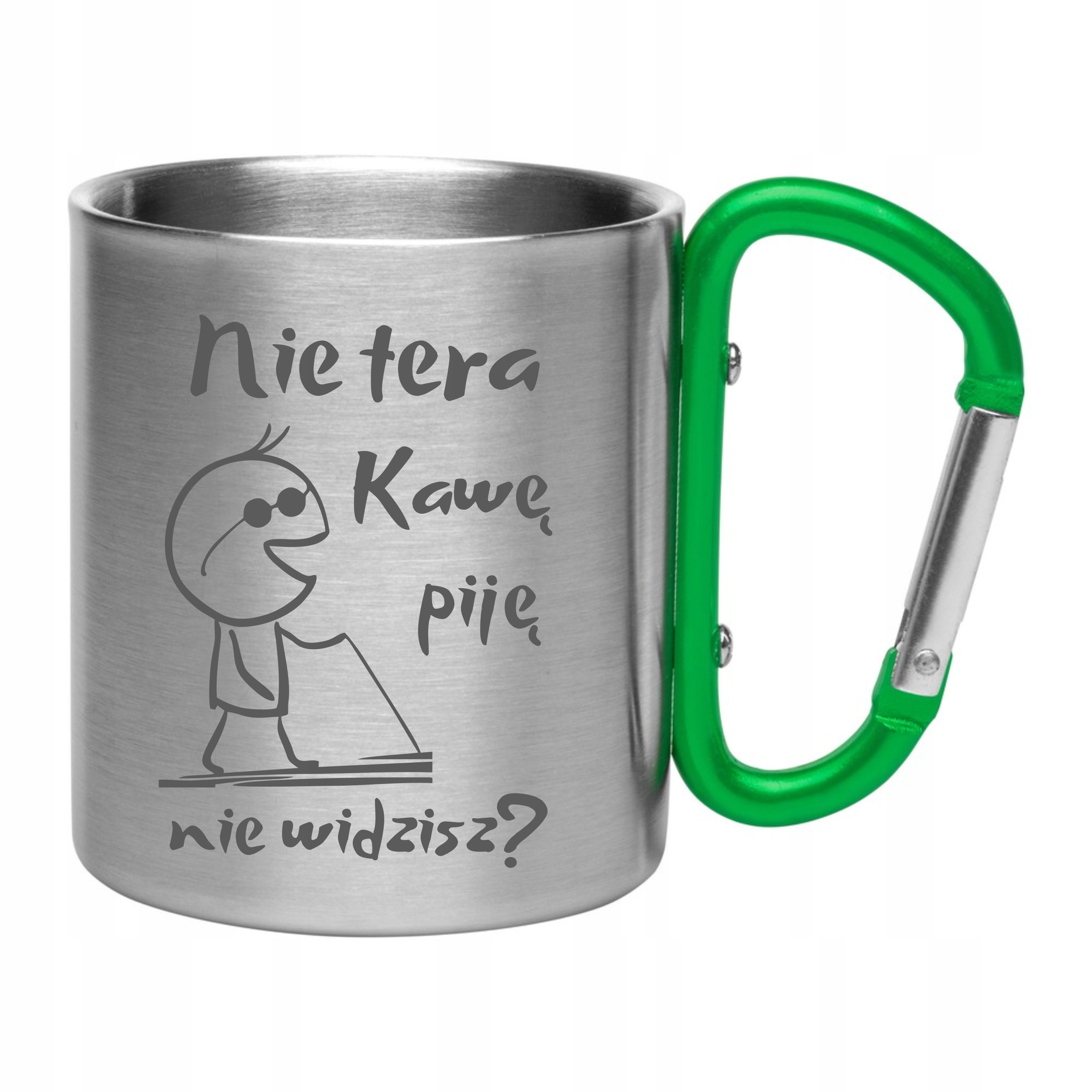 

Kubek stalowy 210 ml z karabińczykiem swój grawer