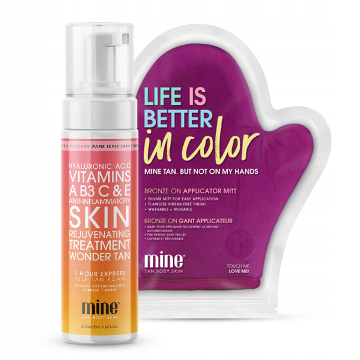 Samoopalovací pěna Minetan Wonder Tan 200 Ml aplikační rukavice