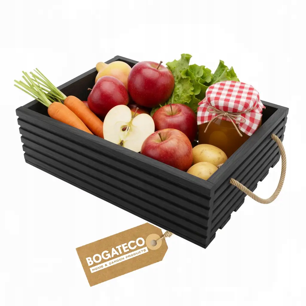 Dřevěná Krabička S Úchytem Pro Skladování 50x35x14,5 cm Černá