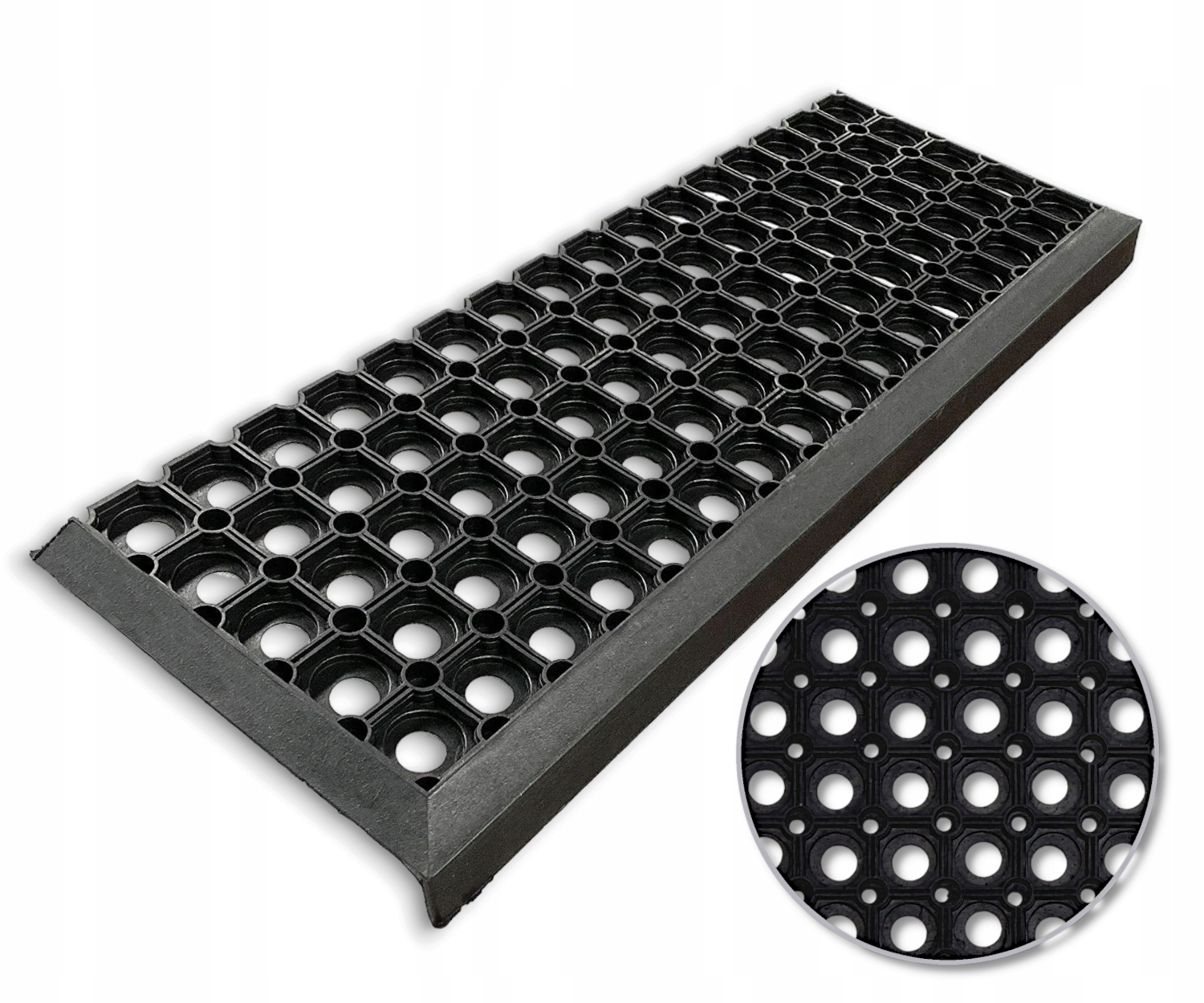 NAKŁADKI NA SCHODY Z RANTEM ZEWNĘTRZNE GUMOWE GRUBE AŻUROWE ANTYPOŚLIZGOWE