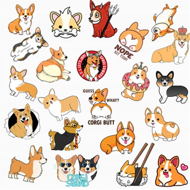 

Wlepy Zestaw naklejek Sticker bomb MIX Corgi 50szt