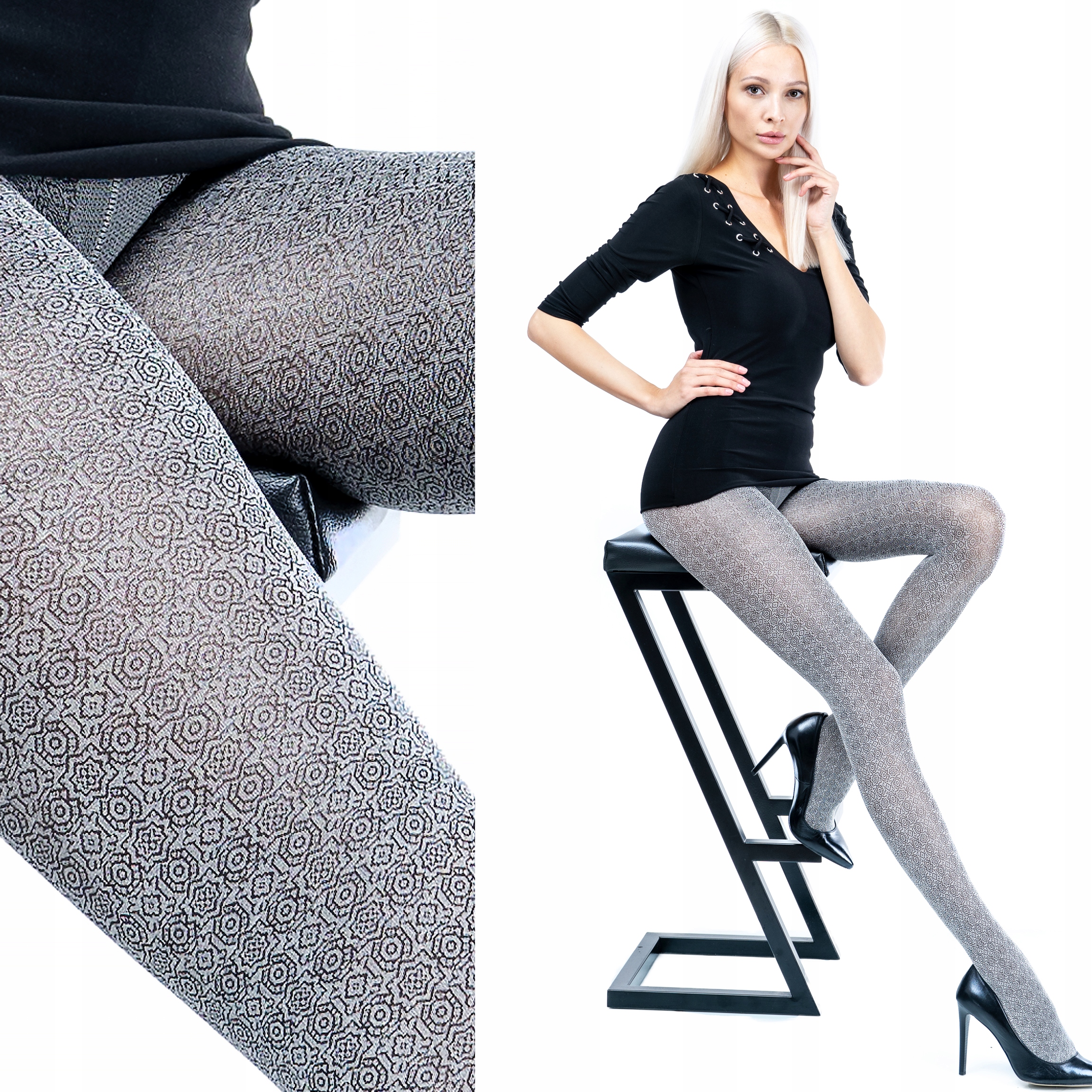 

Włoskie Rajstopy damskie ze wzorem Modne