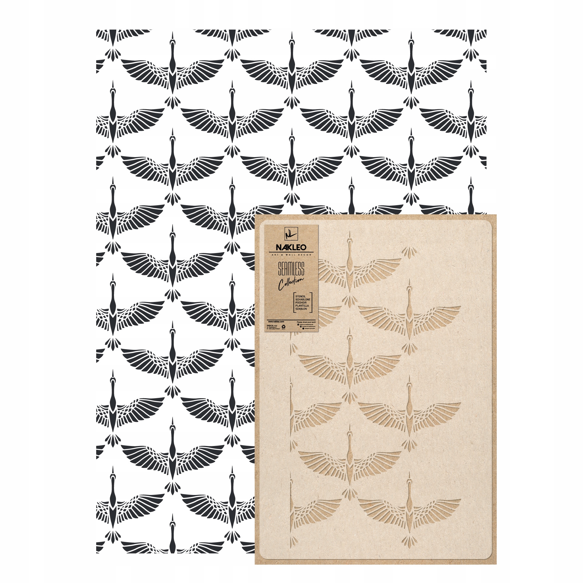 Šablona malířská Opakovaná Opakovaně Použitelný 59x95cm Tapeta Hejno Jeřábů Ptáci