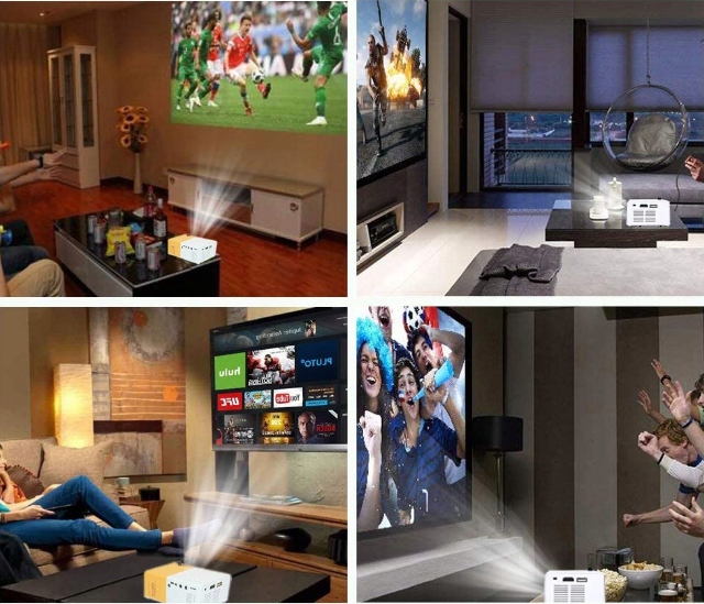 PRZENOŚNY MINI RZUTNIK PROJEKTOR LED FULL HD LAPTOPA TABLETA ZESTAW + PILOT Stan opakowania oryginalne