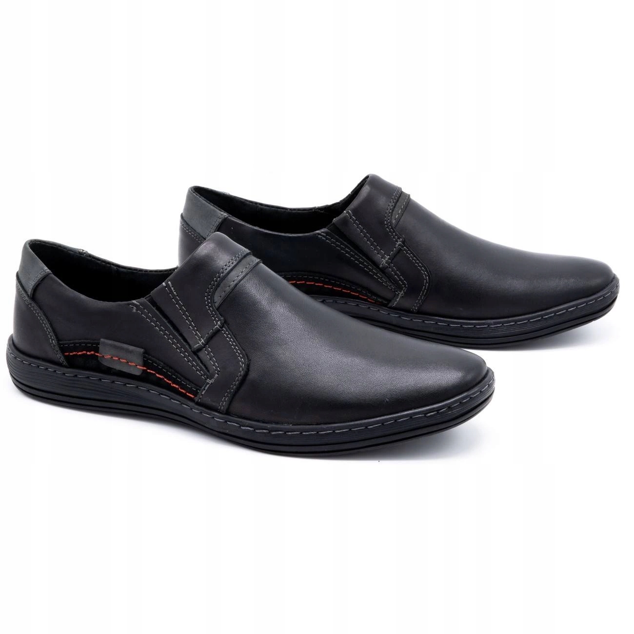 Buty męskie mokasyny skórzane wsuwane slip on POLSKIE 520 czarne 42 Marka Olivier