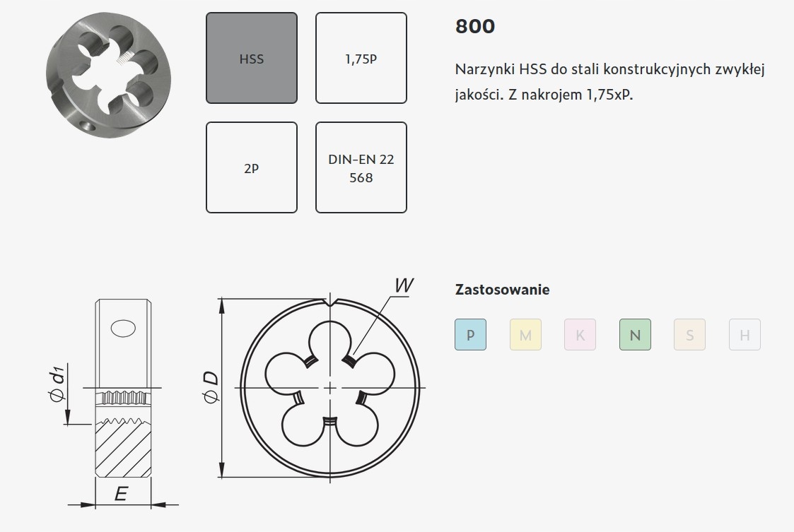NARZYNKA M06 M6 HSSE INOX POLSKA FANAR Kod producenta N2-188001-0060