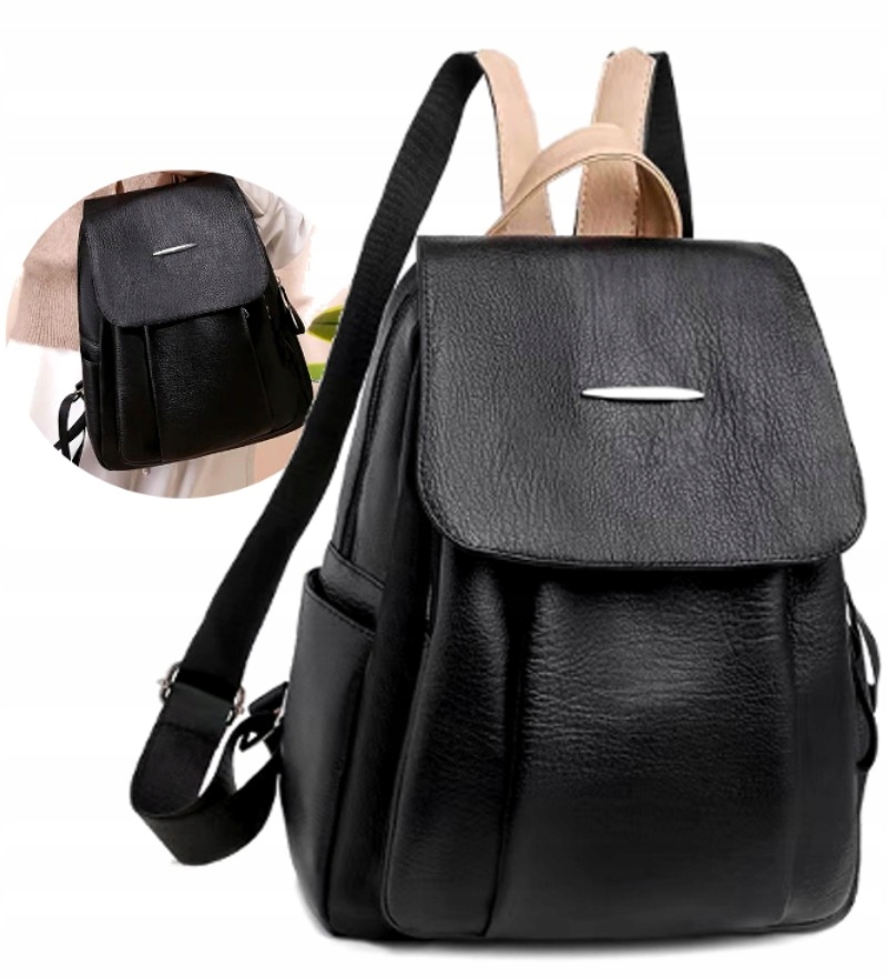 Plecak Czarny wodoodporny Skórzany damski Pojemny 2w1 szkoły pracy miejski Marka Edibazzar