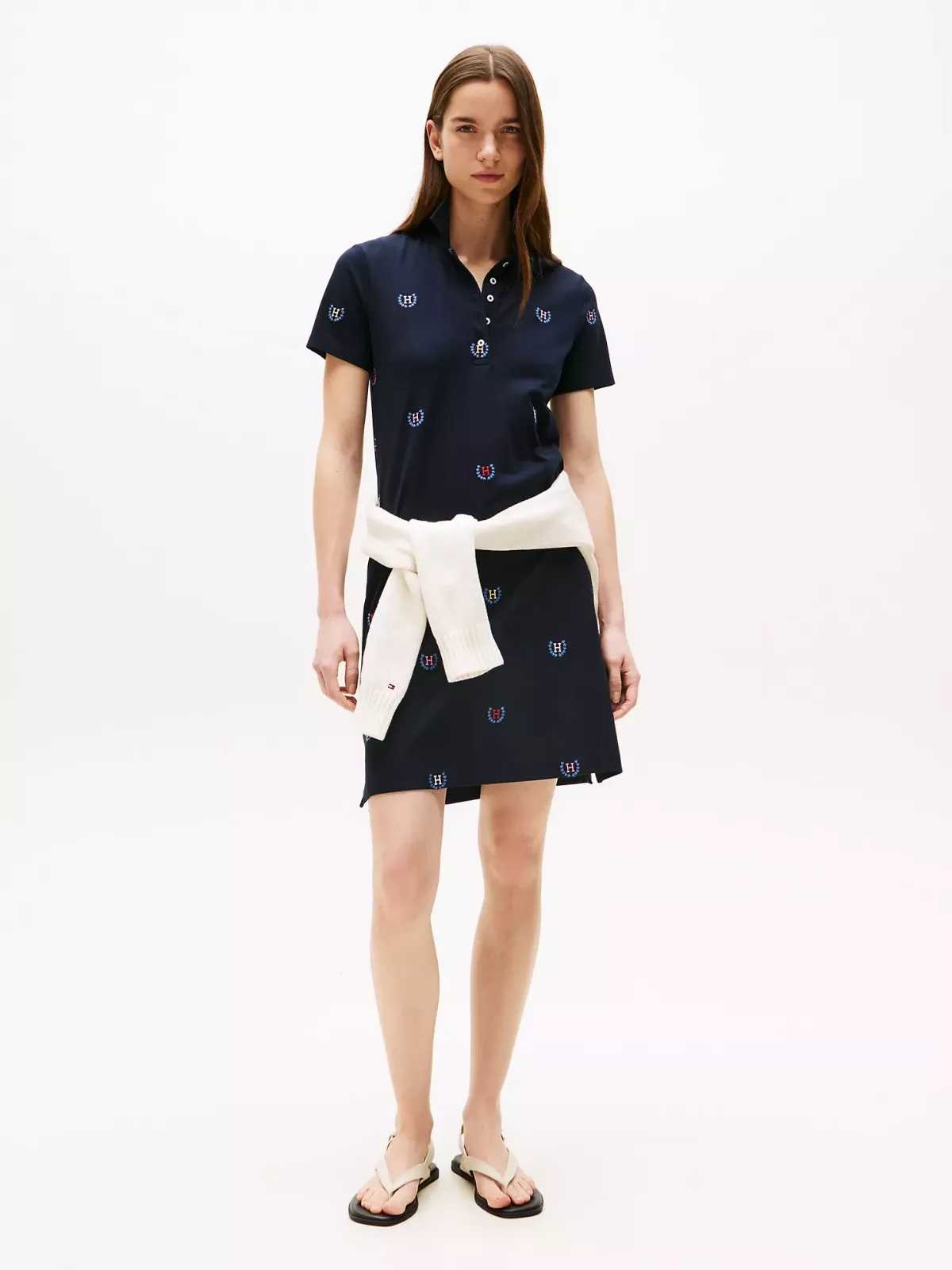 Tommy Hilfiger dámské polo šaty Allover tmavě modré M