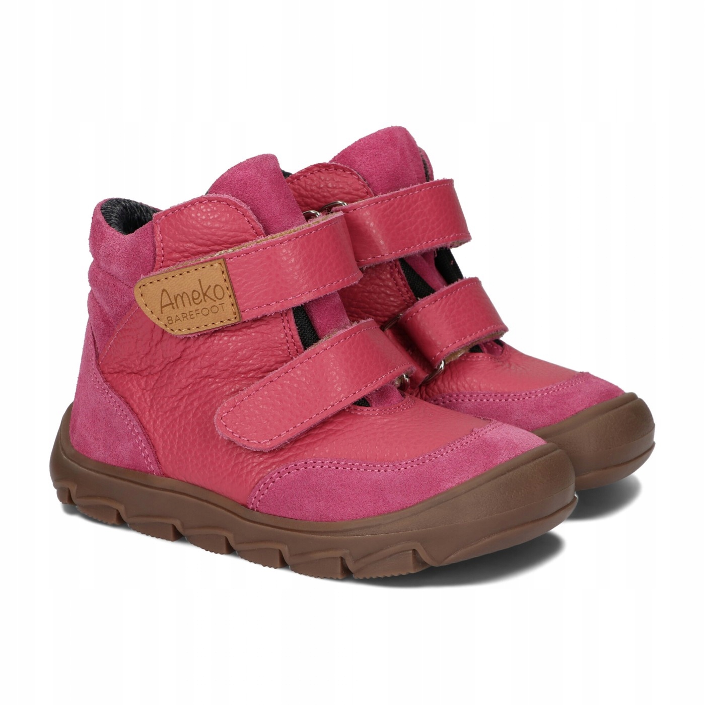 Buty skórzane, przejściowe, ocieplane Ameko Barefoot Riko Fuksja 29
