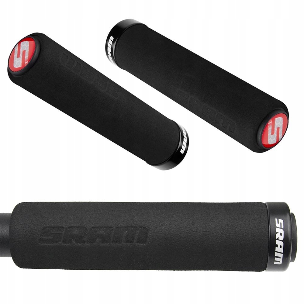 Chwyty gripy rowerowe kierownicy Sram 129 mm z czarną obejmą i korkami