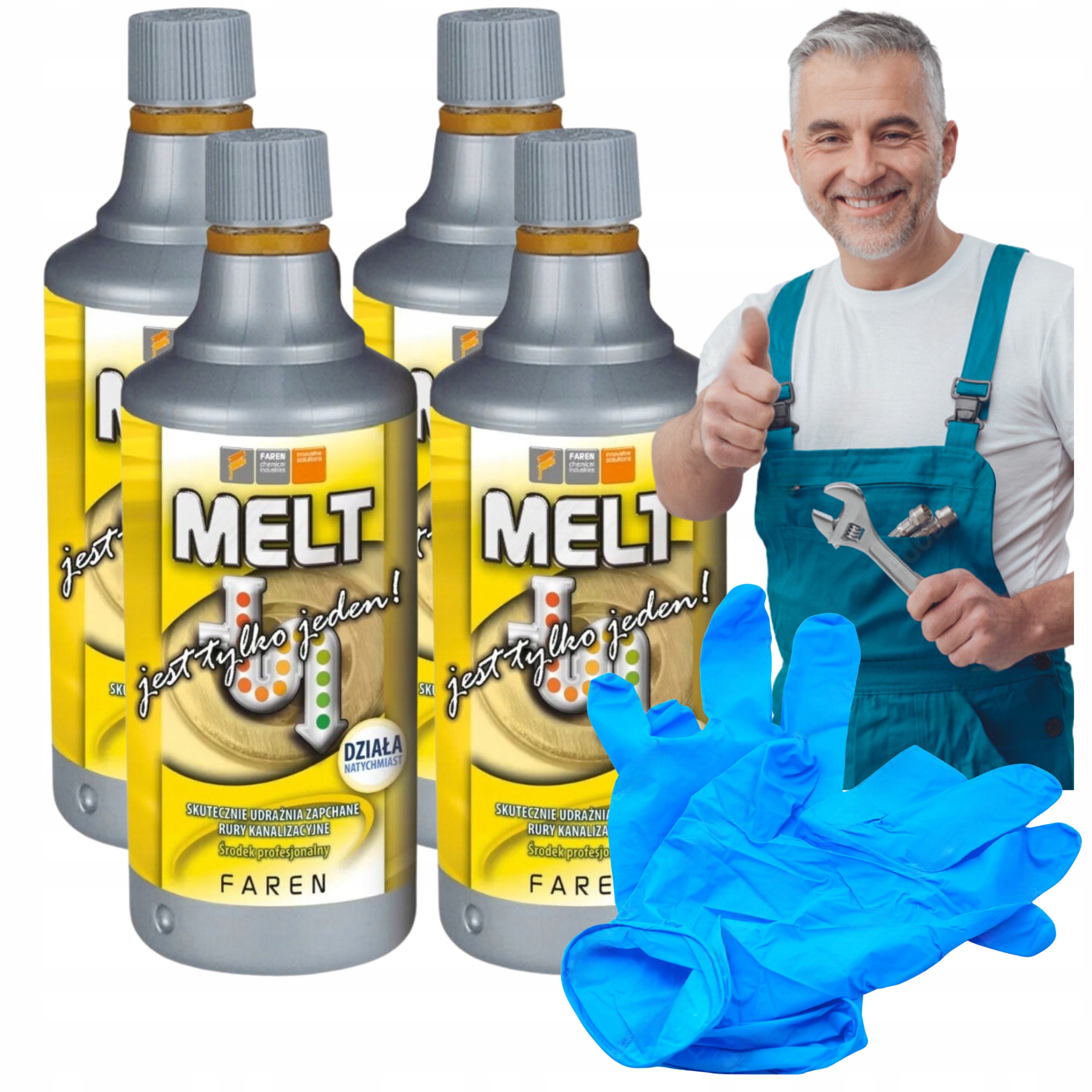 Levně Set 4x Melt Plyn Prostředek Pro Zprůchodnění Pvc Kanalizace Mocny Faren
