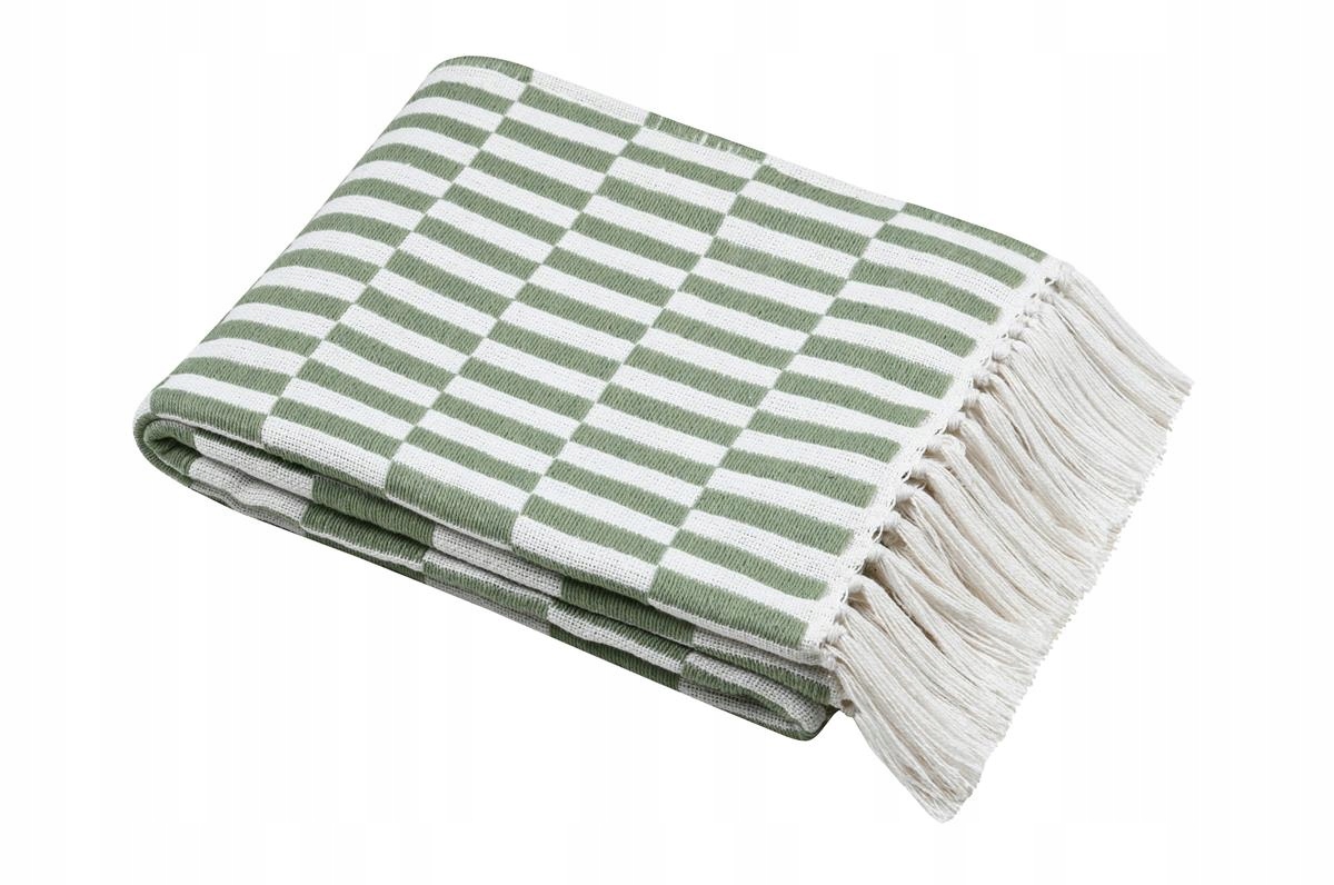 Bavlněná Deka S Třásněmi 125 X 150 CM Zelená Do Domácnosti