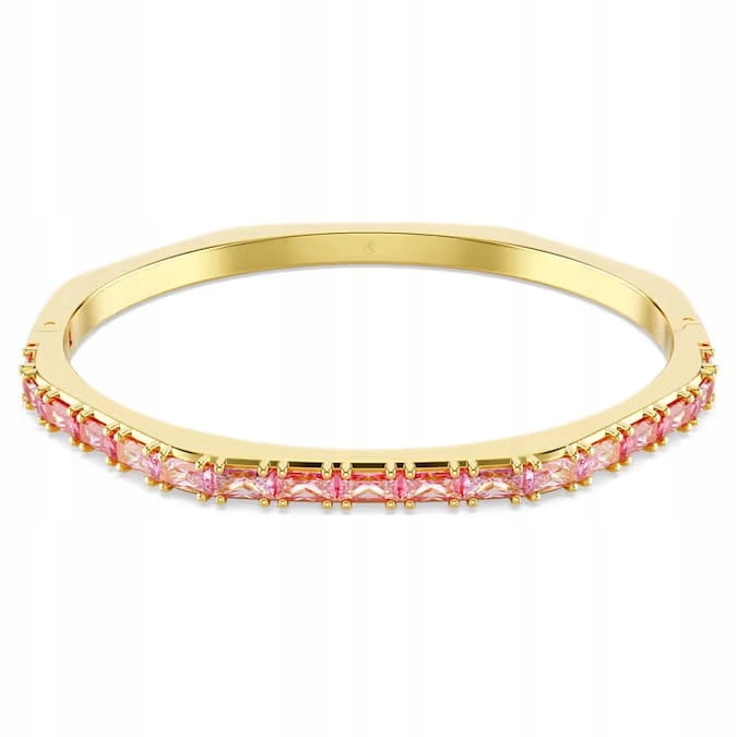 Náramek Swarovski Bangle Matrix ocel pozlacený krystaly růžové M