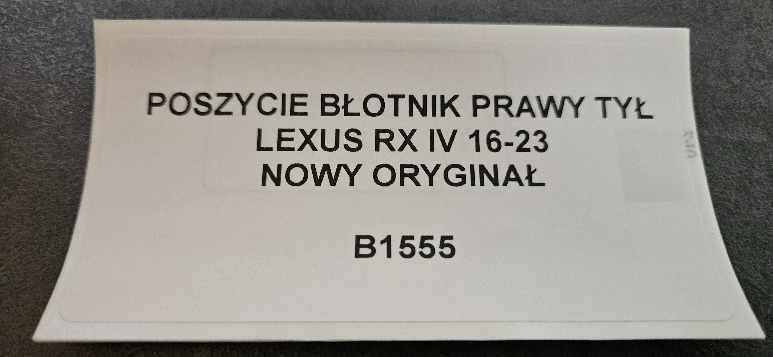 side fender right rear part LEXUS RX IV 16-23 new original