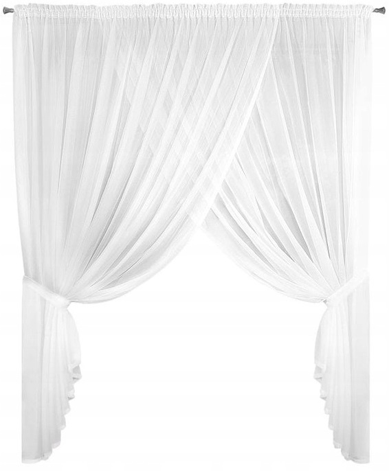 

Biała Firana 400x250cm Dwuczęściowa szarfy