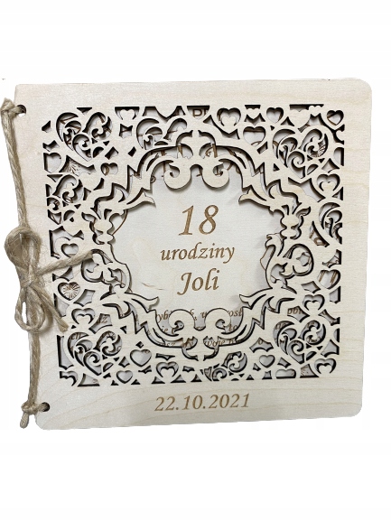 

kartka grawer, drewniana, życzenia urodzinowe 18