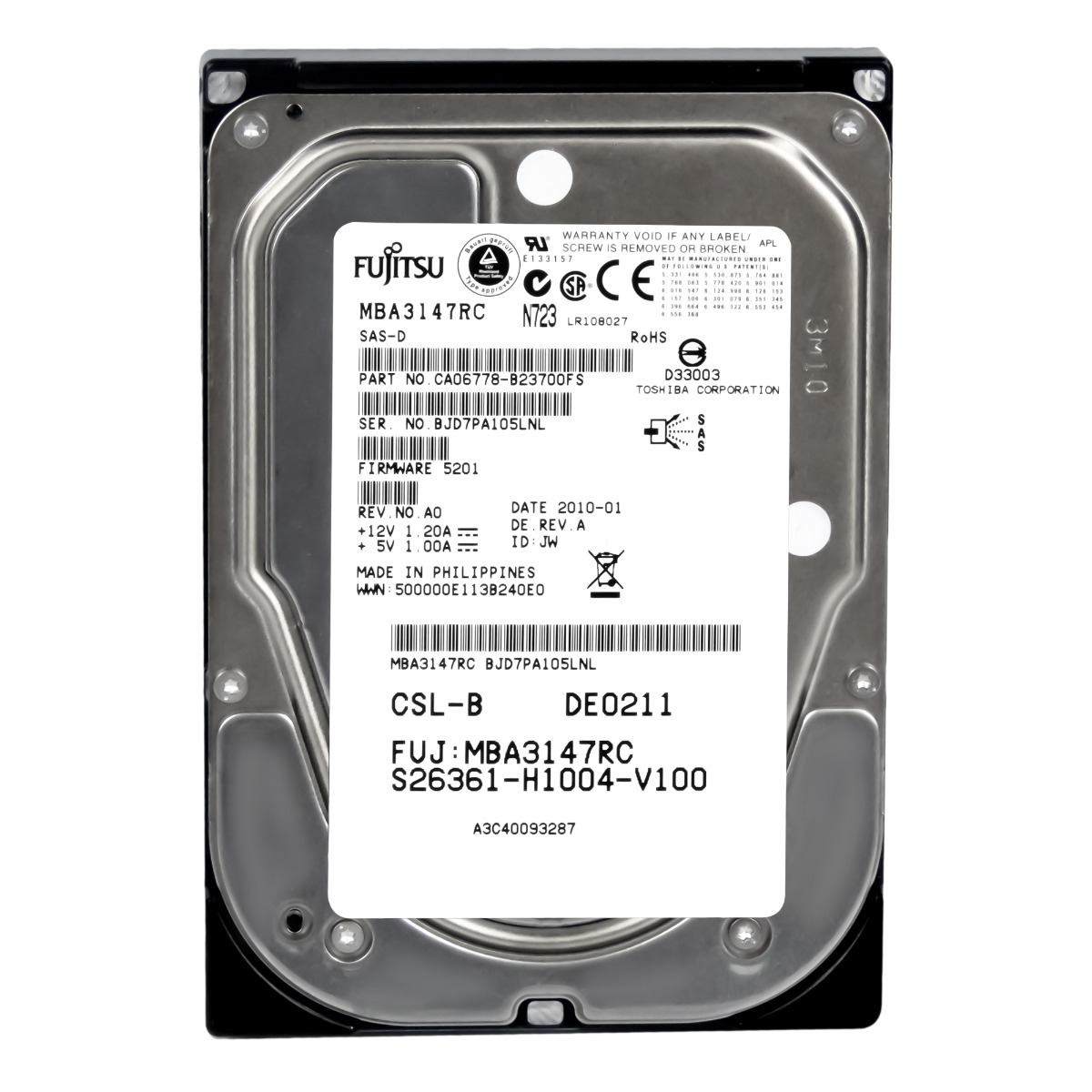 Fujitsu S26361-H1004-V100 146GB 15K Sas 3.5'' MBA3147RC