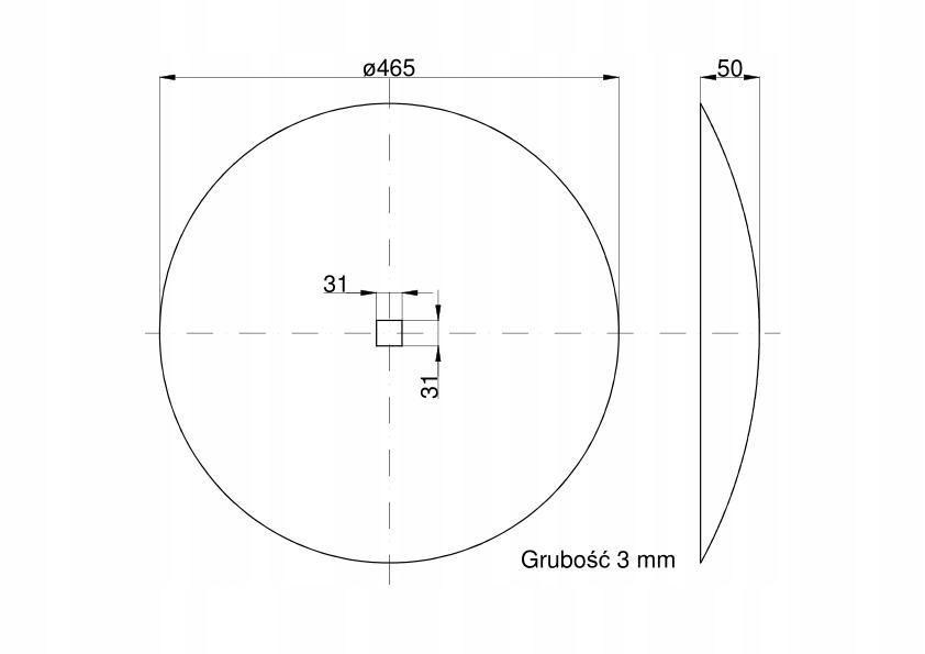 Talerz gładki fi 460 otwór 30x30 stal borowa Talerzówka 1279201030 Producent części Rolmar