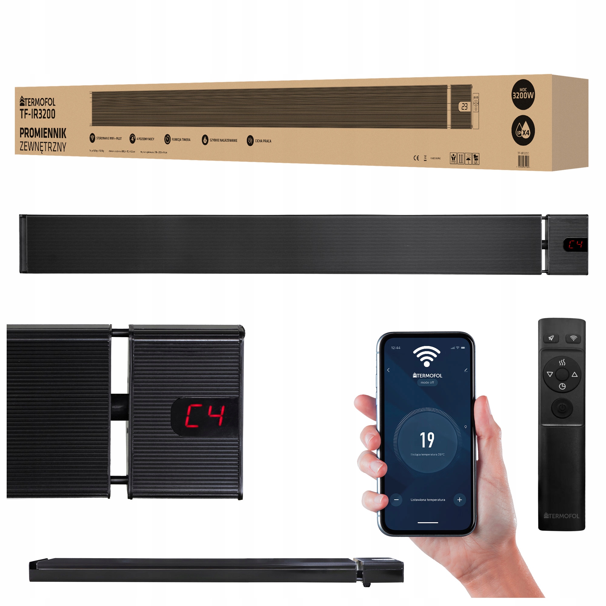 Vonkajší infračervený ohrievač Žiarič s Termostat 3200W WiFi diaľkovým ovládaním