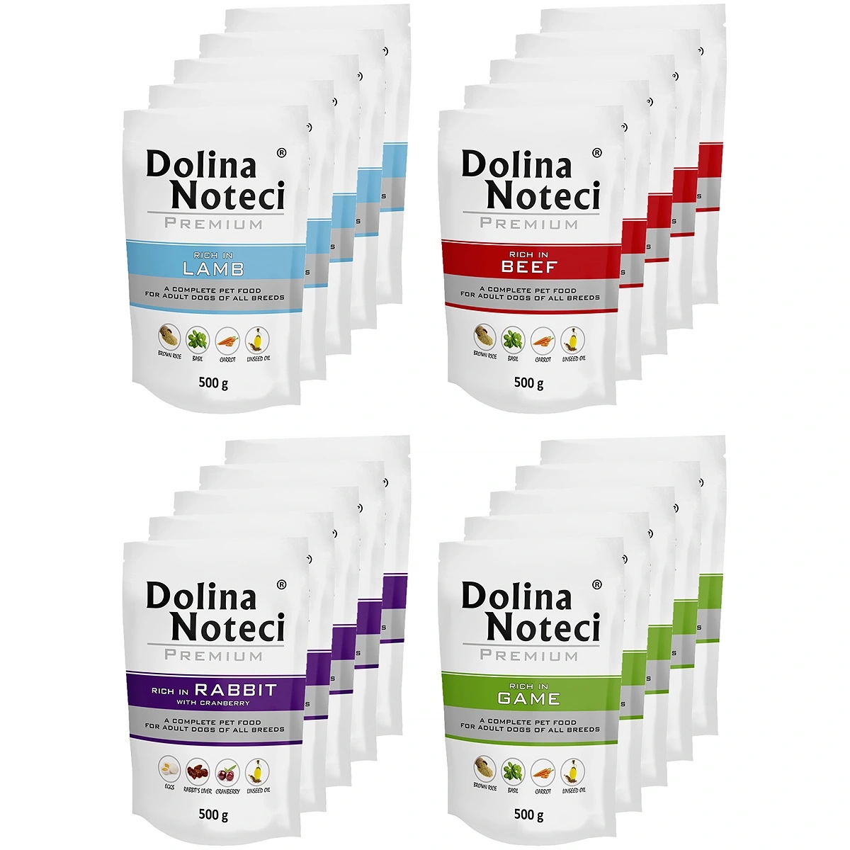 Levně Dolina Noteci Premium Vlhké krmivo pro psy mix chutí hovězí 20 x 500 g