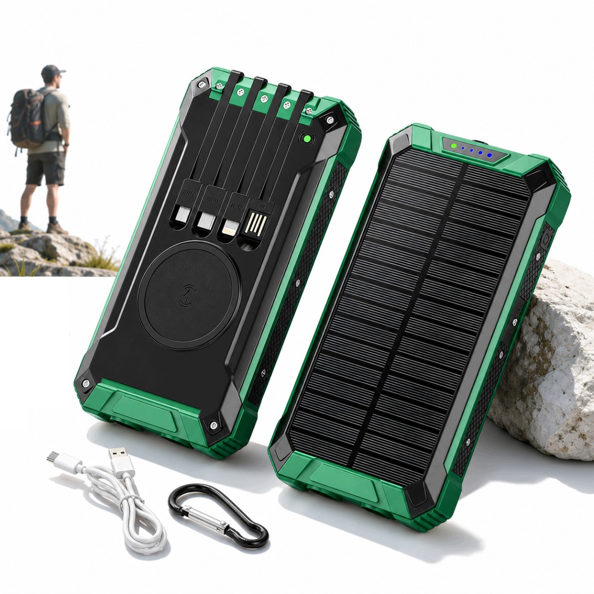 Powerbank 30000mAh Solarny Wodoodporny Z Latarką Led Szybkie Ładowanie Pd