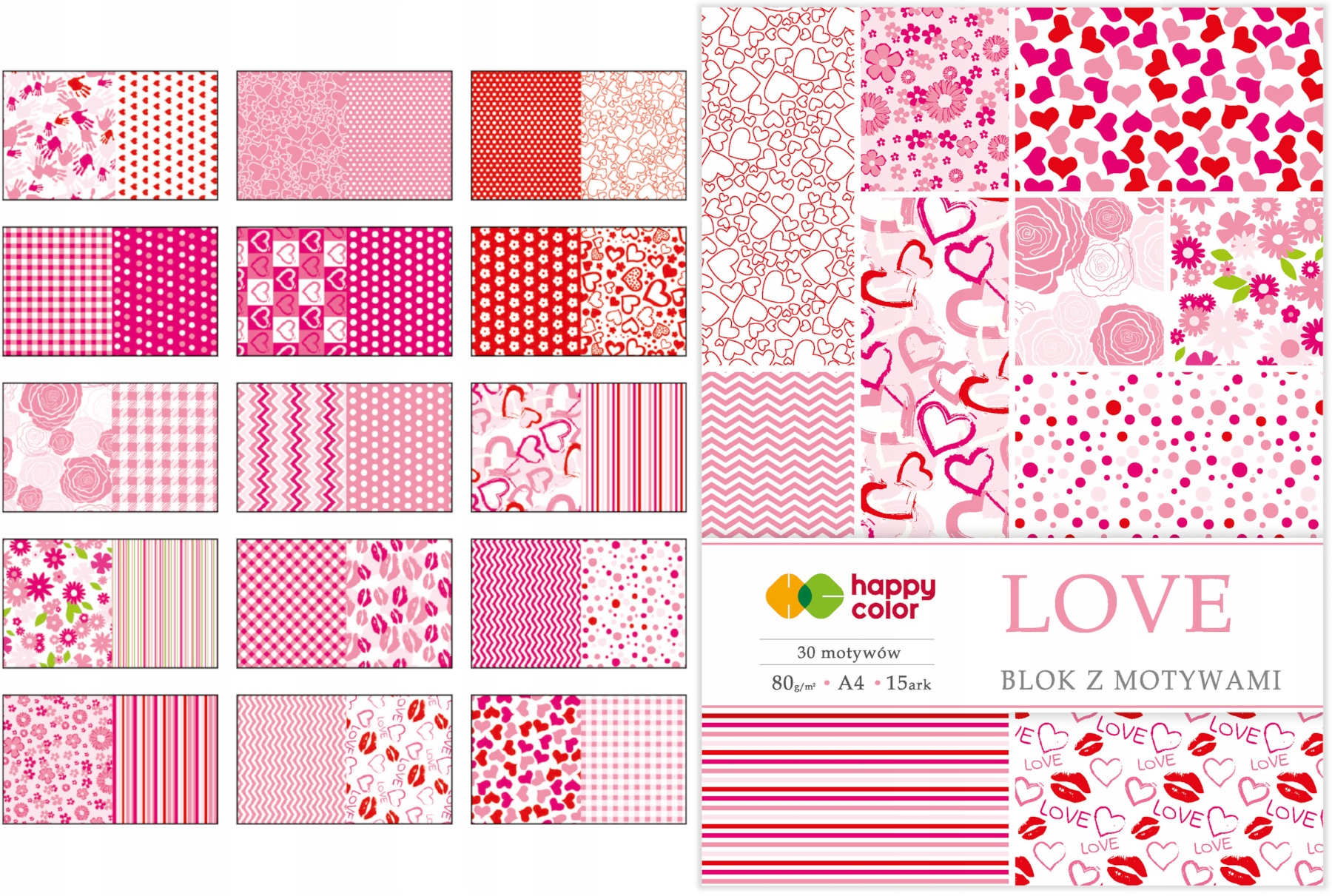 

Happy Color Blok Z Motywami Love A4 80g 15 kartek