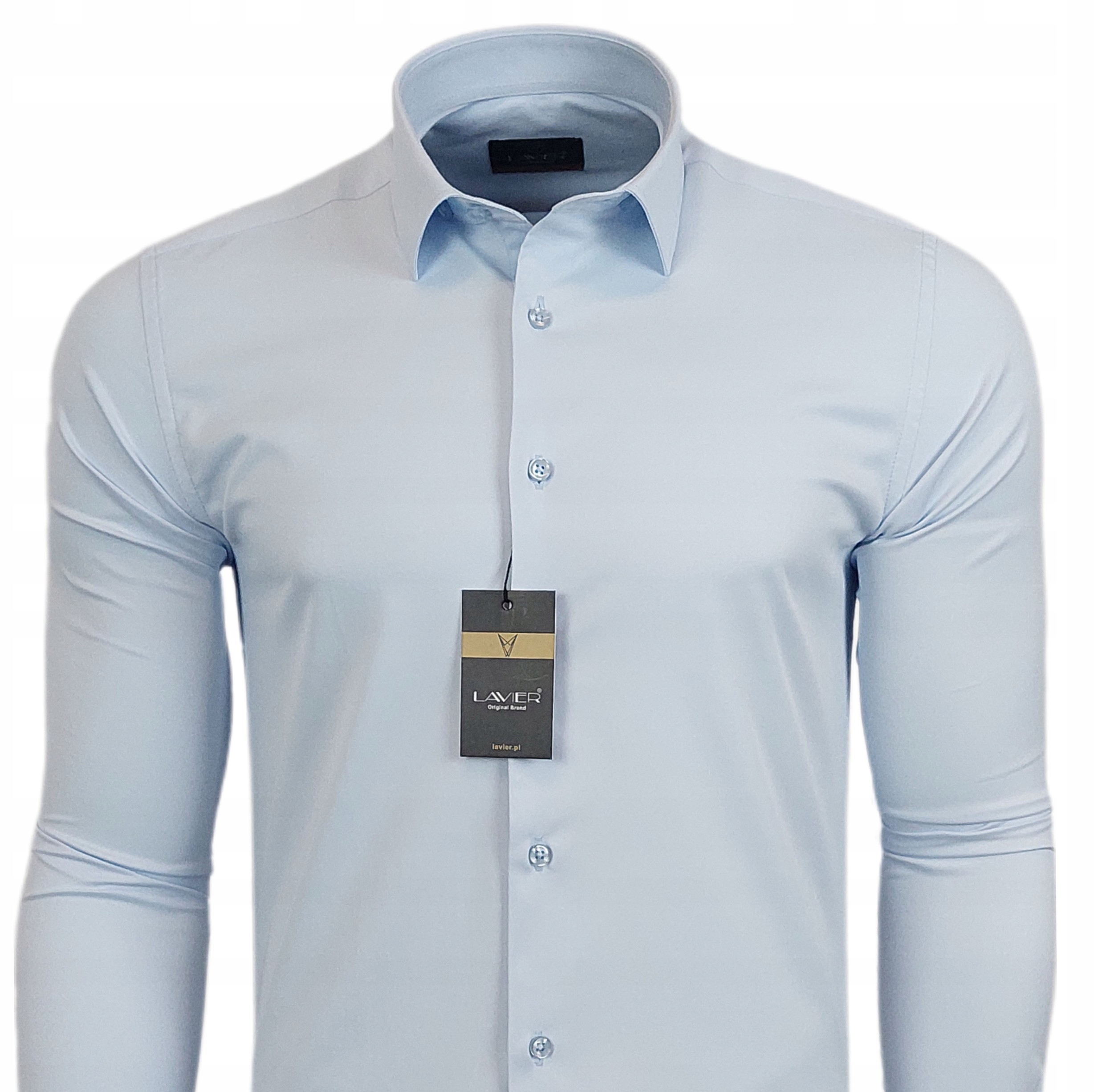 Koszula męska Błękitna dopasowana Lavier - SLIM FIT Bawełna Rozmiar M Rozmiar kołnierzyka 40