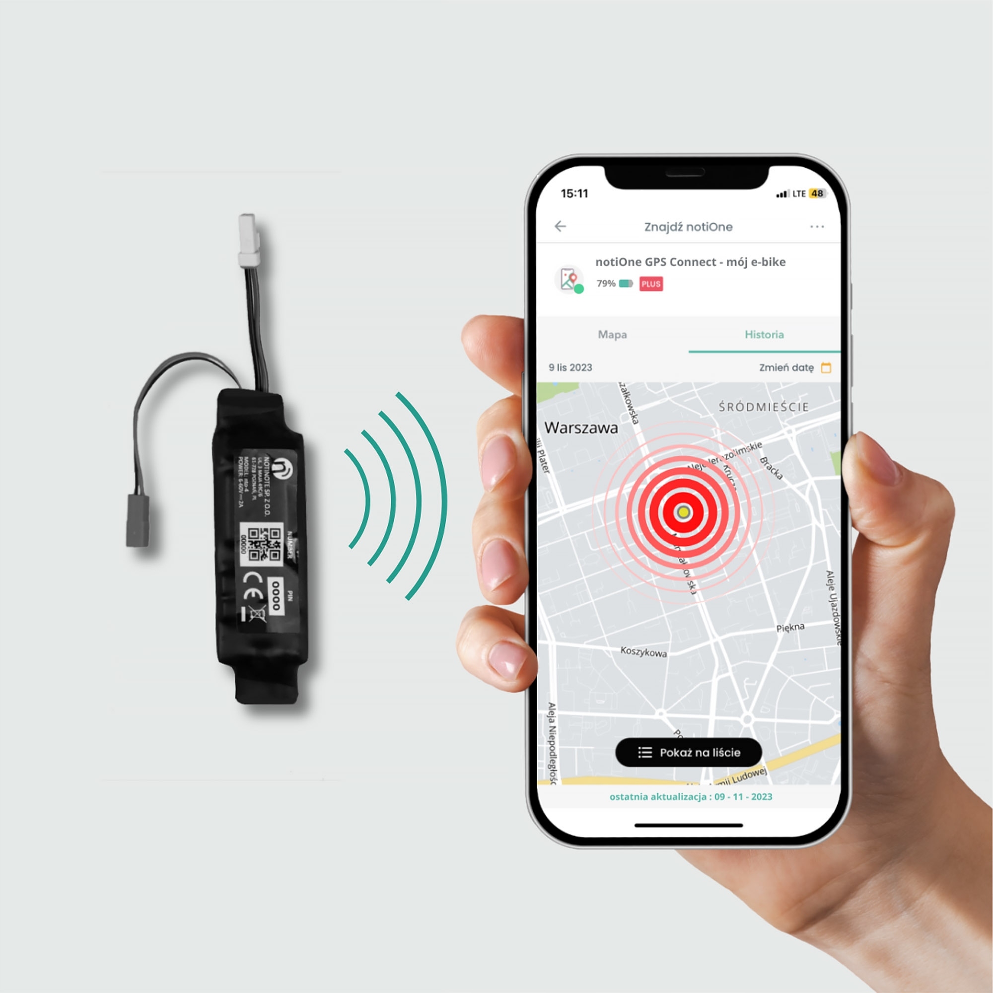 Lokalizator notiOne GPS Connect - do e-bike silnik w piastach /e-hulajnóg Marka notiOne