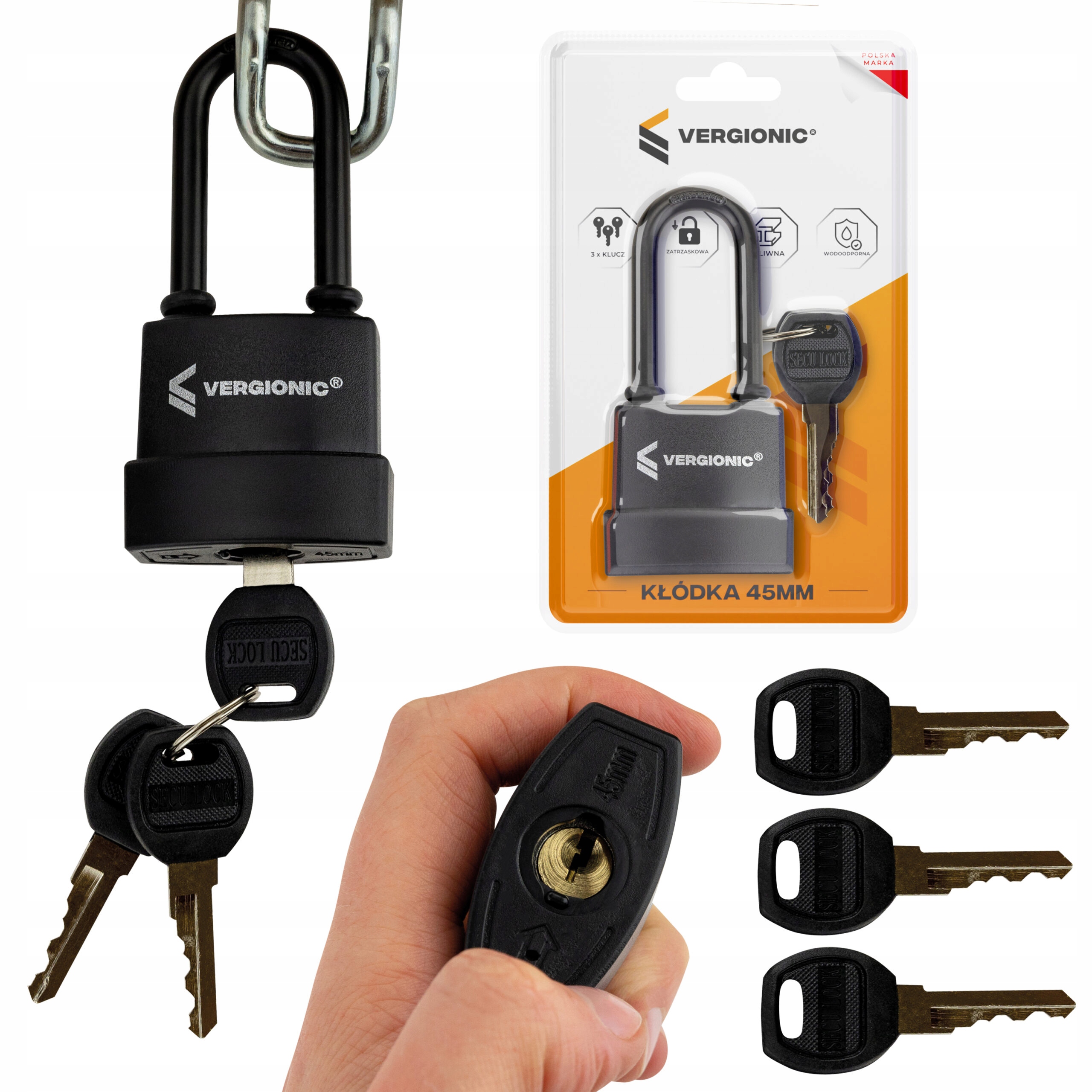 

Kłódka Wodoodporna żeliwna powlekana 45mm 3x klucz