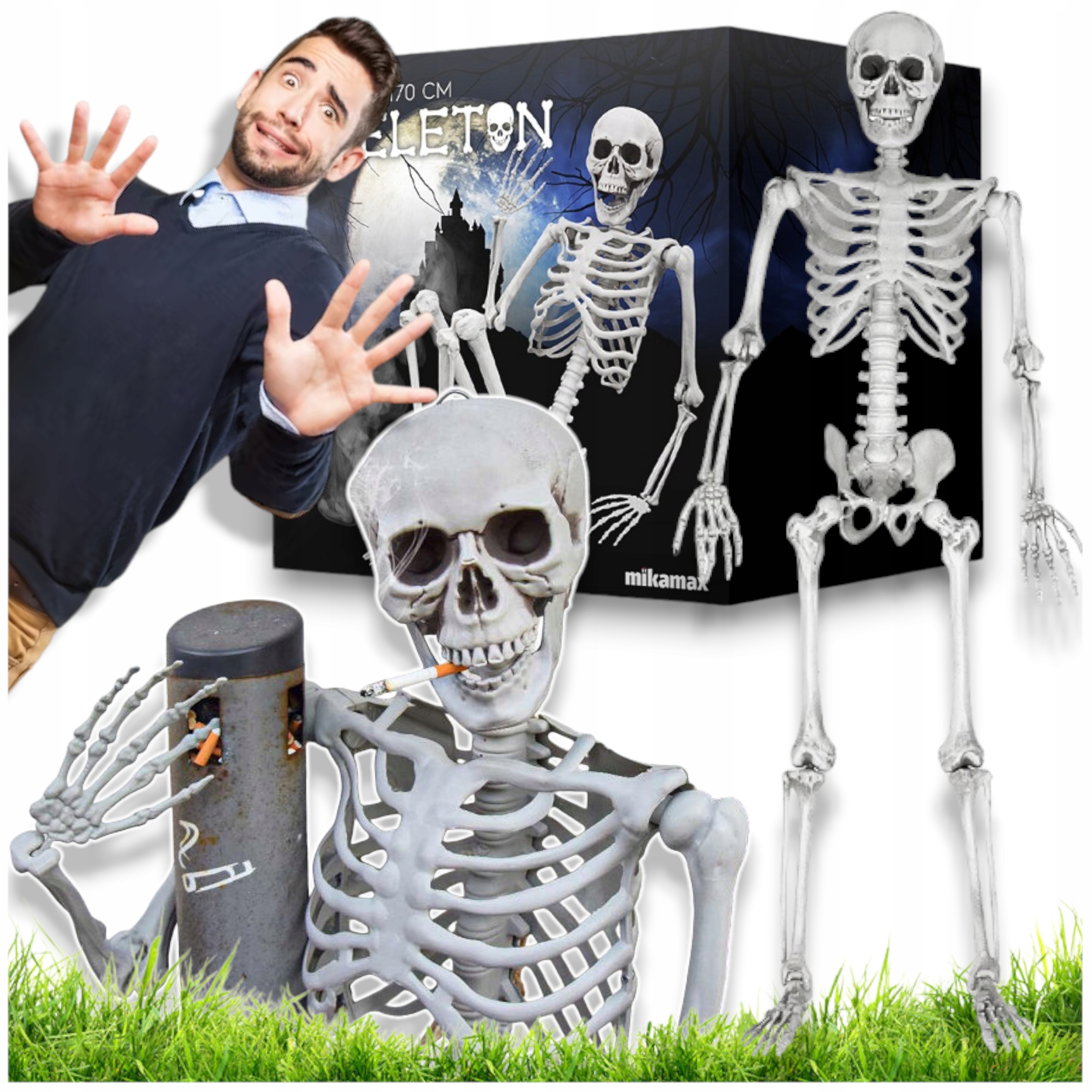 Halloween Kostra Človeka Model Kostým 170 cm Kostým Dekorácie